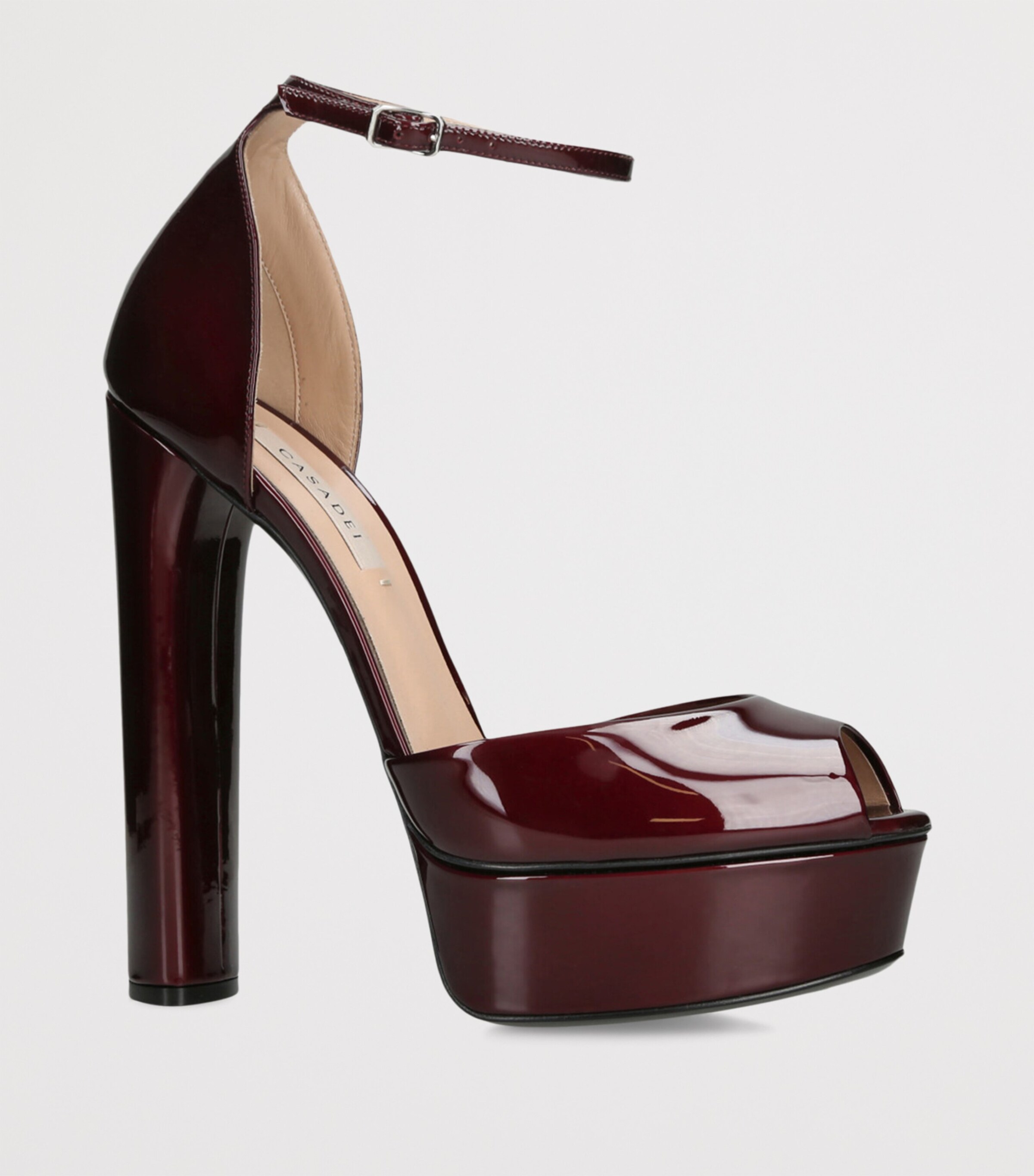 Casadei Burgundy Patent Leather Flora Platform Heels 140 | Harrods US