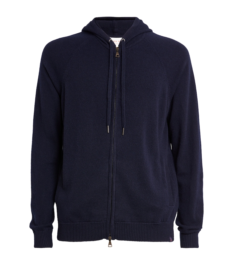 Derek Rose Mens Cashmere Finley Zip-Up Hoodie Nav/navy Image 1