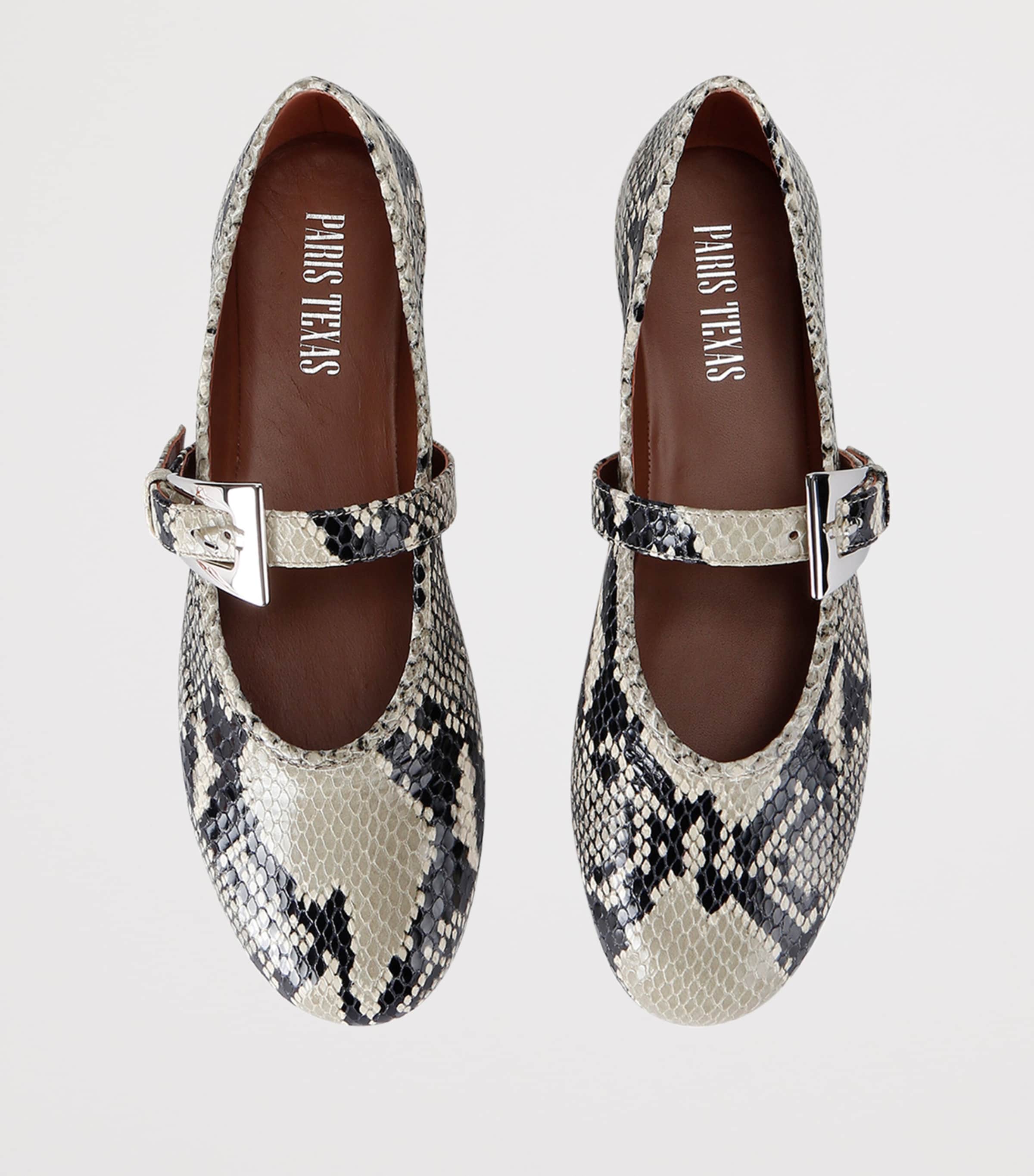 Paris Texas Snake Print Leather Sveva Ballet Flats Beige Comb Image 4