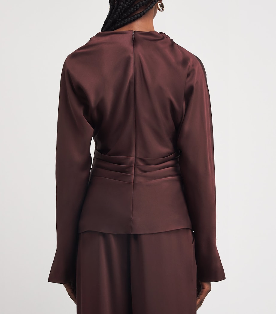 Satin Draped Victoria Blouse MAHOGANY Image 4