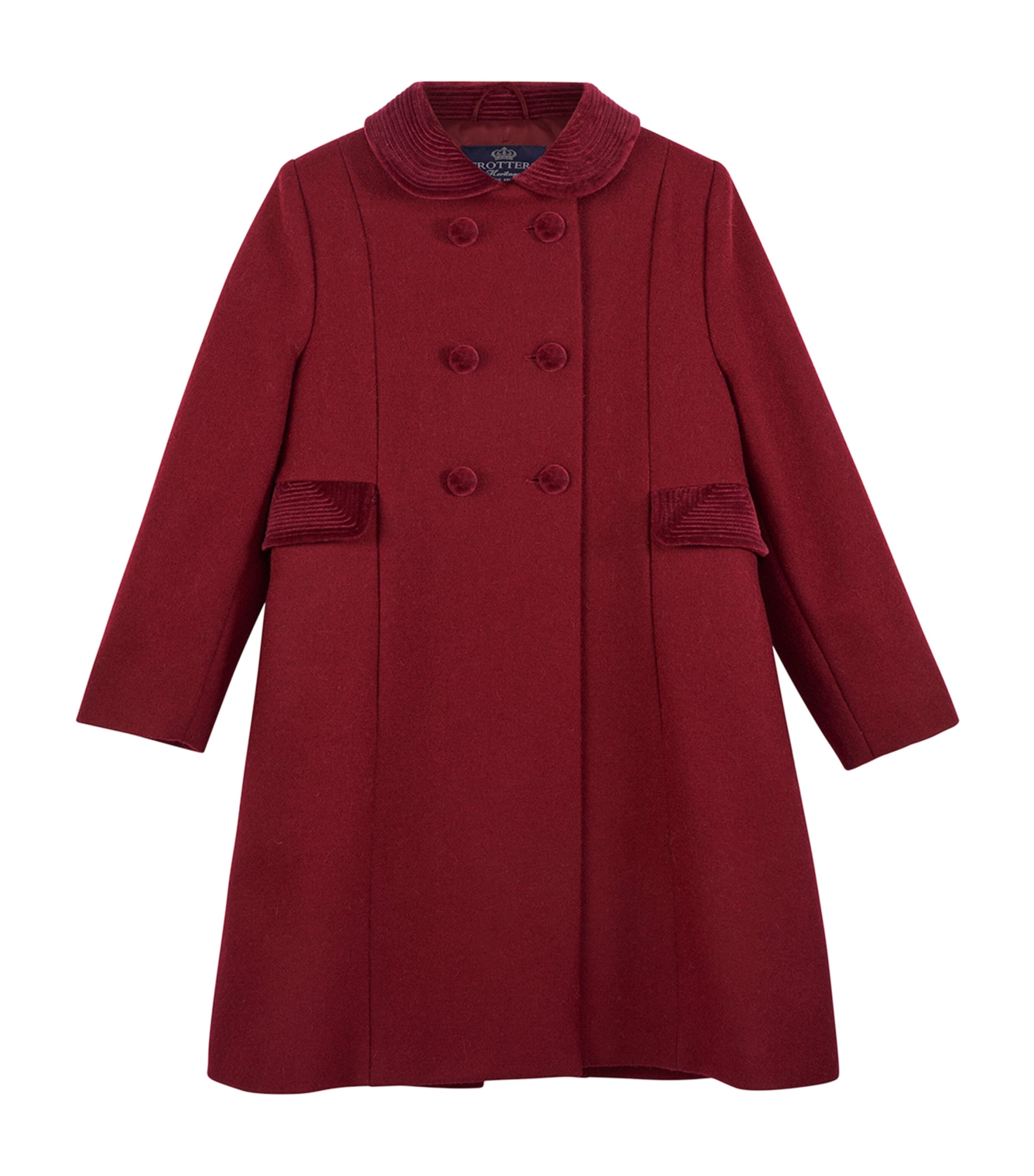 Shop Trotters Wool Double-breasted Coat In Burgundy