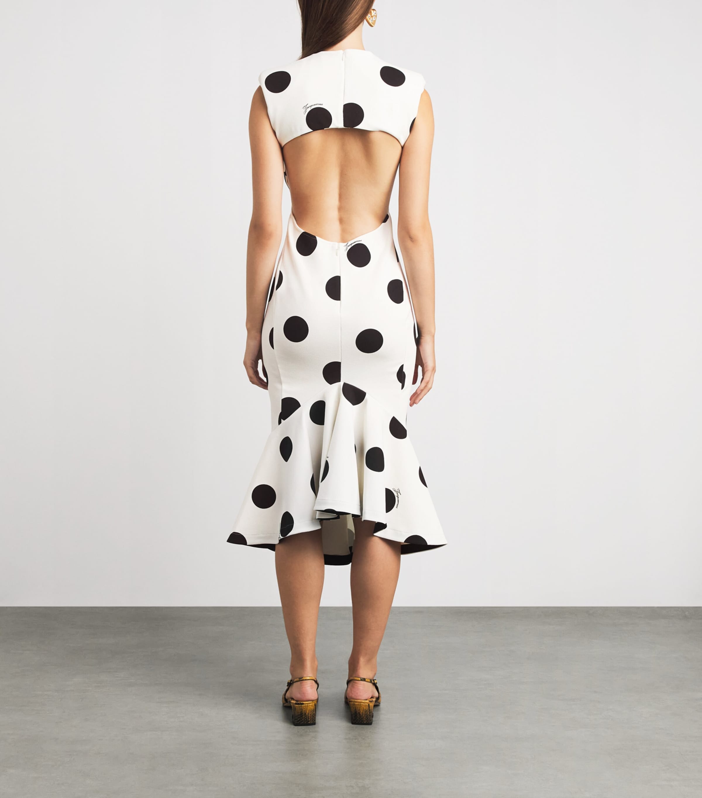 Jacquemus Womens Polka-Dot Palmier Midi Dress Dts Logo W/b Image 4