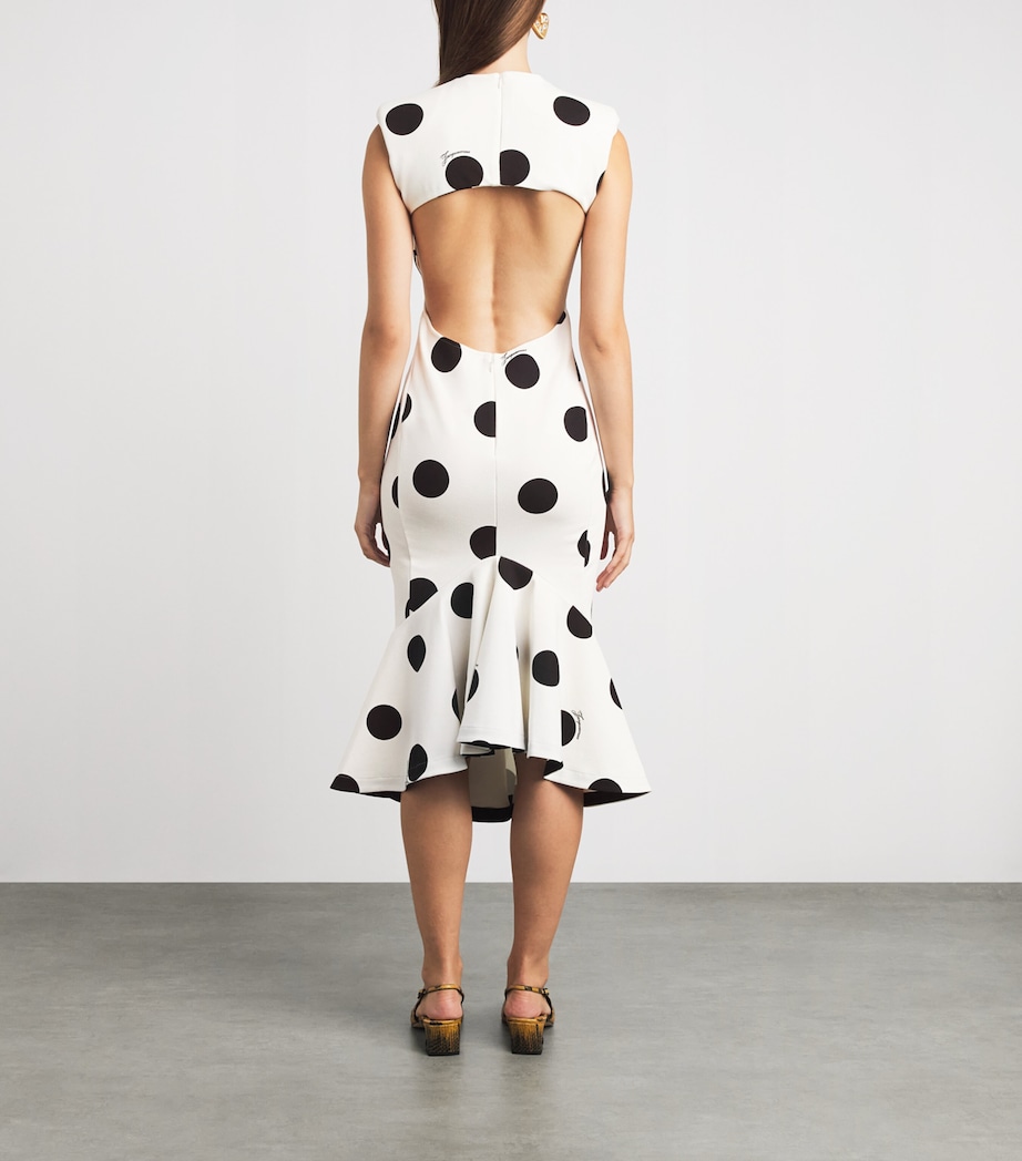 Jacquemus Womens Polka-Dot Palmier Midi Dress Dts Logo W/b Image 4