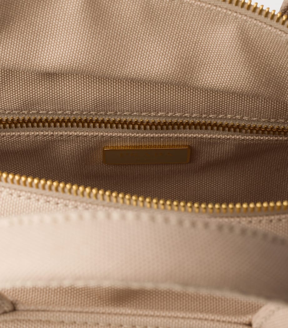 Prada Medium Wicker Tote Bag Neutral Image 7