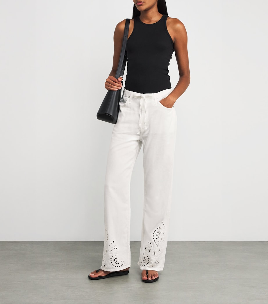 Ultra Featherweight Drawstring Phoebe Wide-Leg Jeans WHTEYELET Image 2