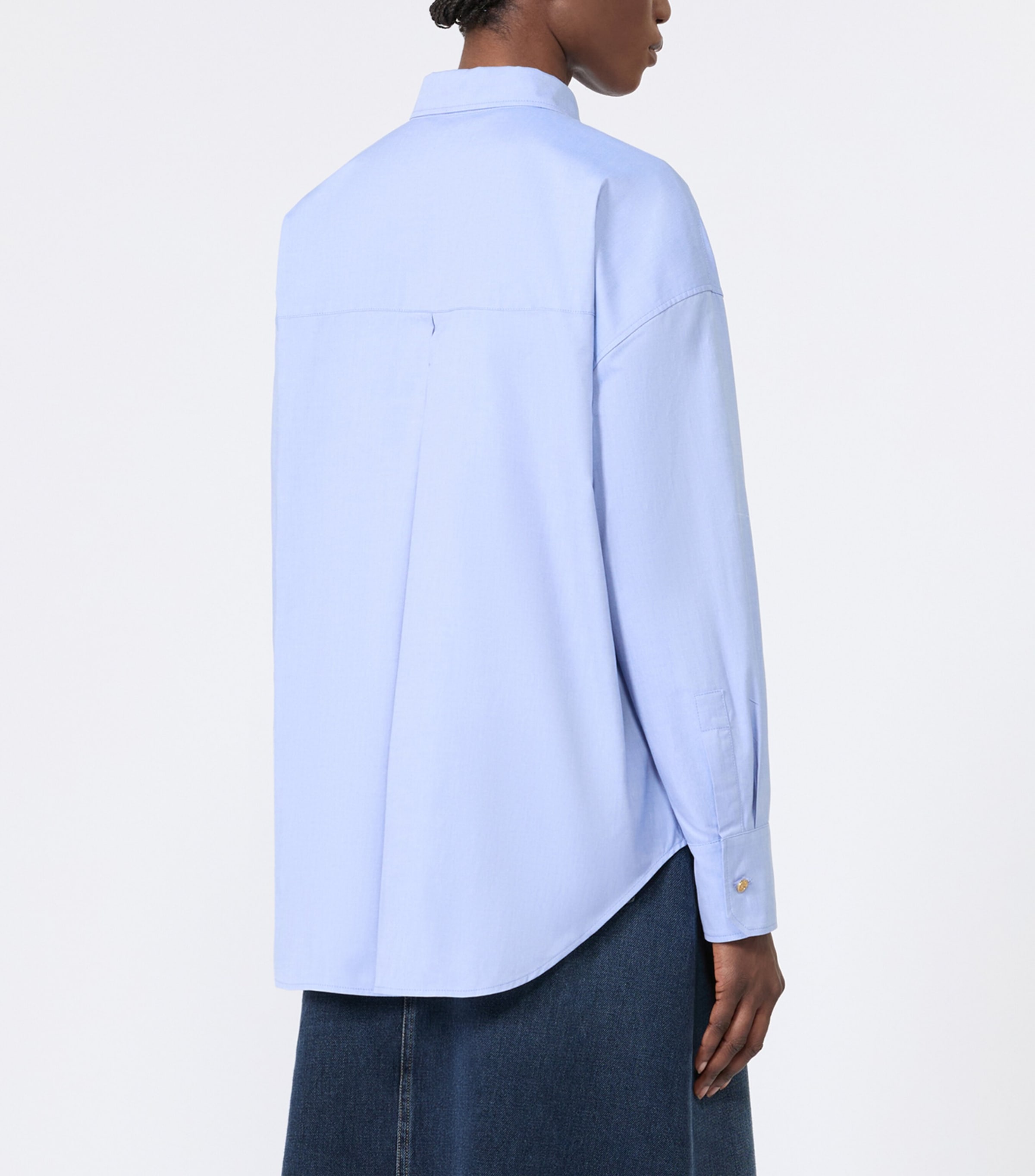 Max Mara Womens Cotton Oxford Shirt Light Blue Image 4