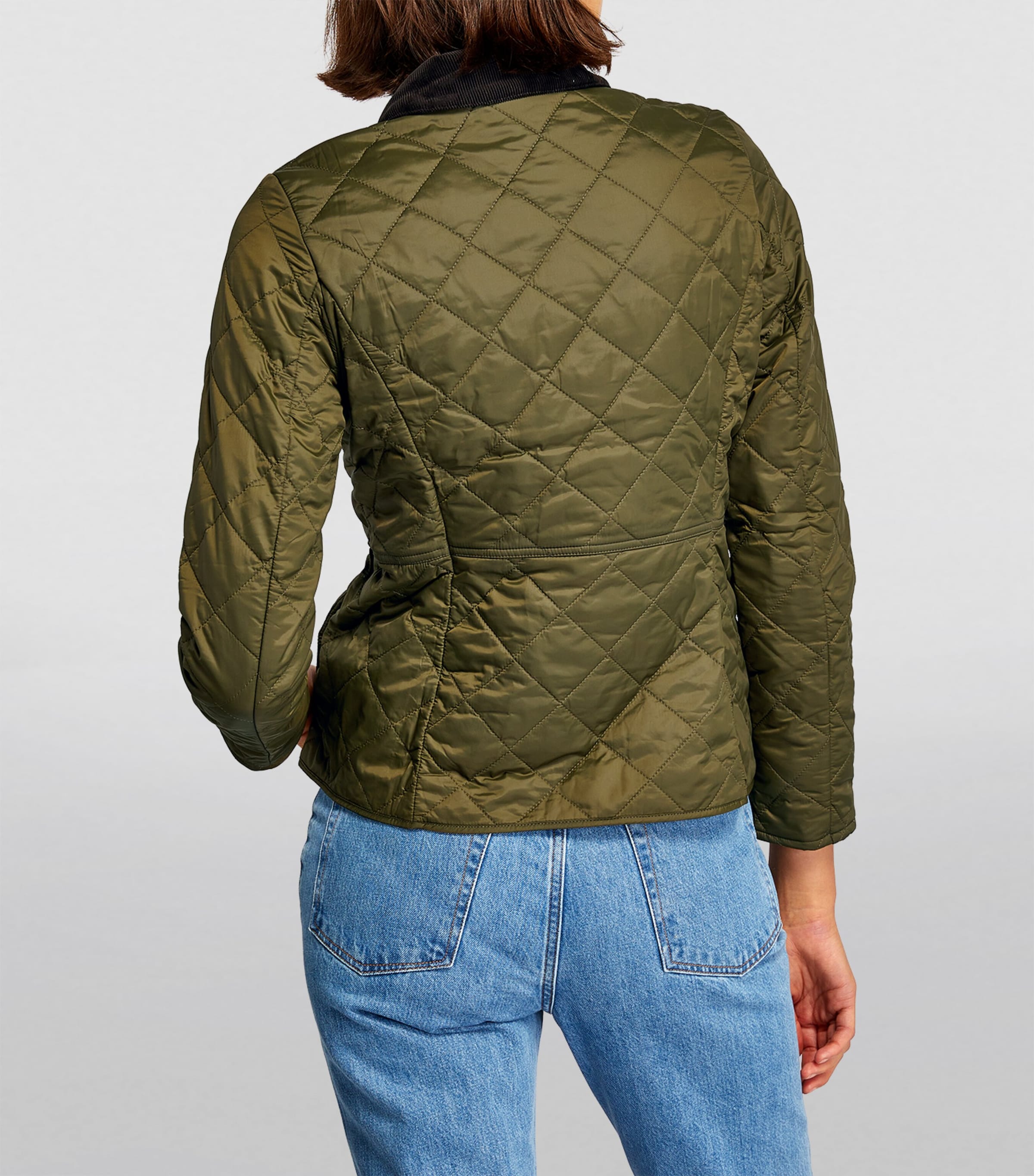 Barbour Womens Quilted Deveron Jacket Olive Pale Pink Image 4