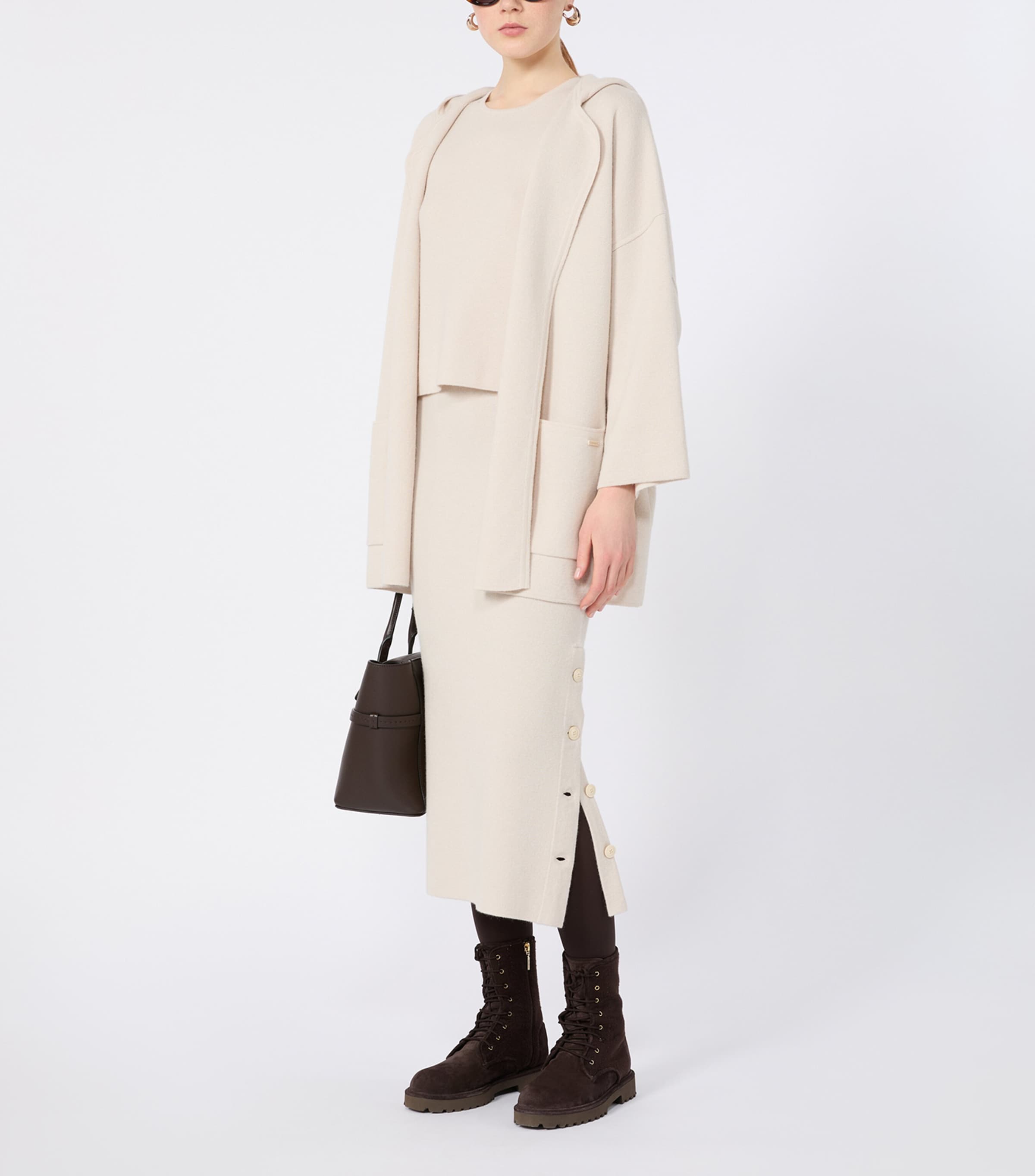 Max Mara Womens Wool-Cashmere Midi Skirt Beige Image 2