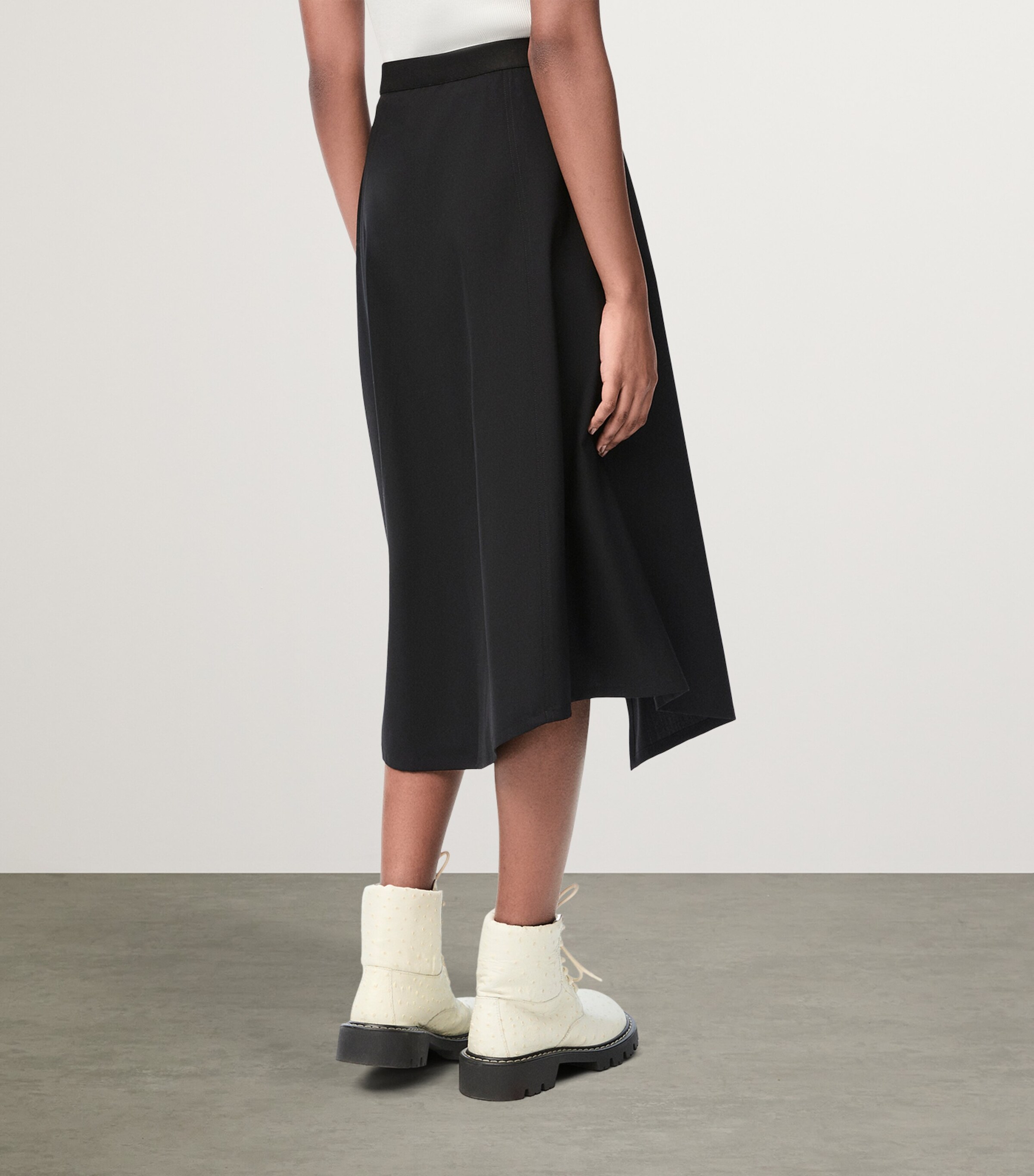 Wool-Blend Asymmetric Skirt BLACK Image 4