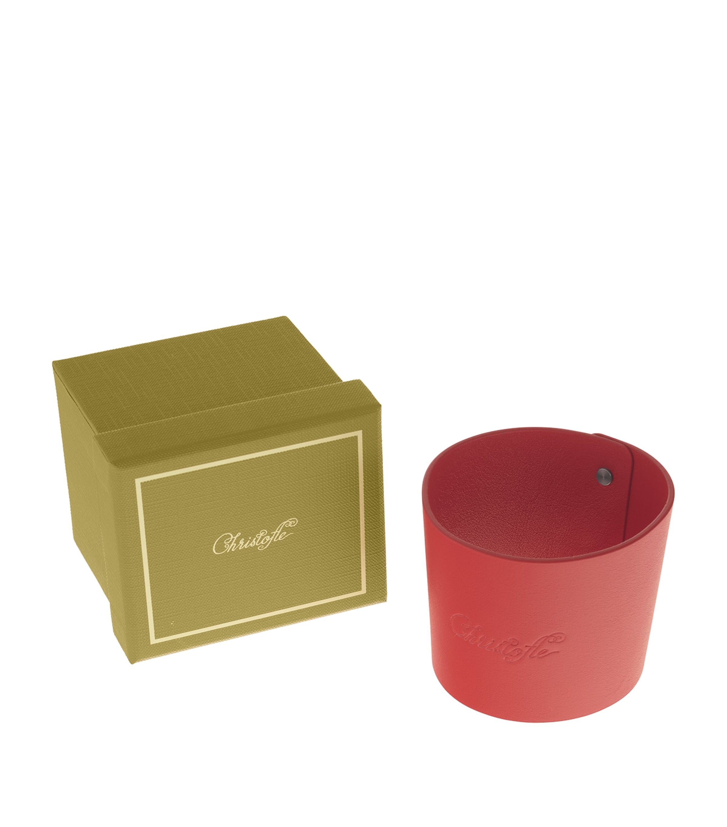 Christofle Leather Objets Miroir Coffee Cup Ring Red Image 2