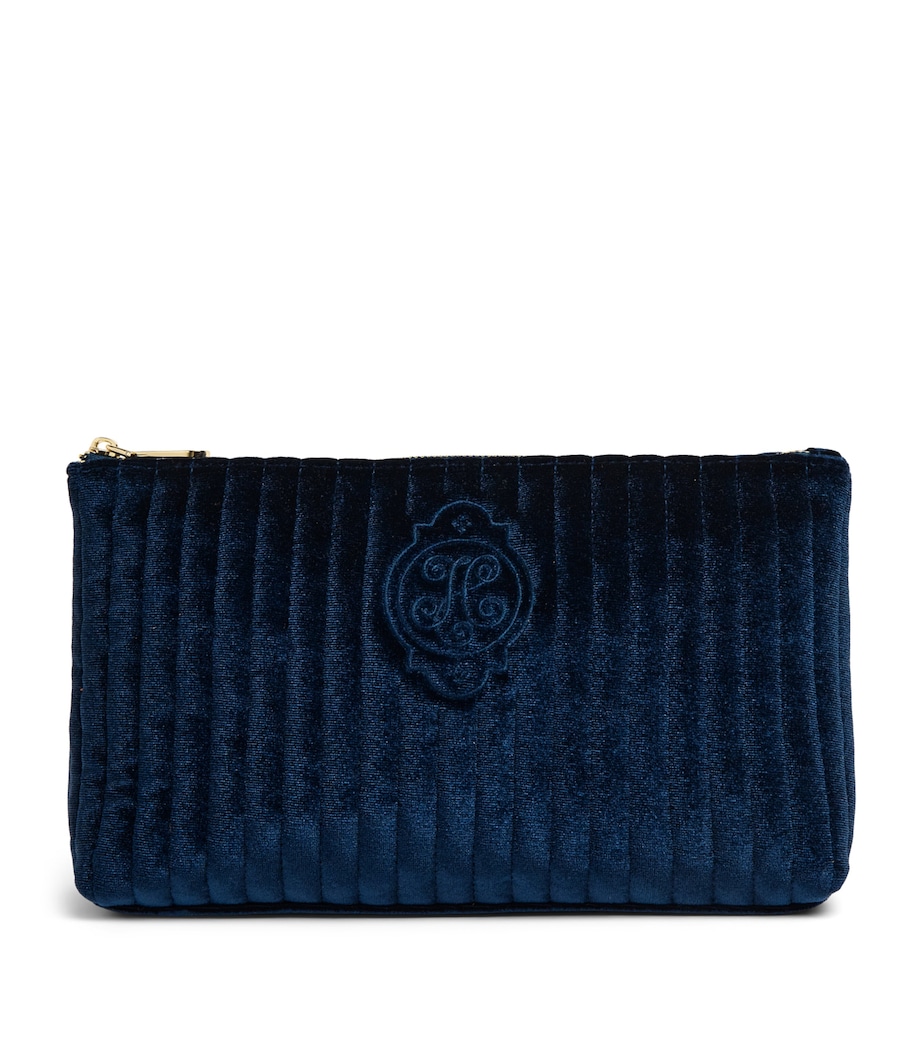 Harrods Medium Velvet Partridge Wash Bag Navy Image 1