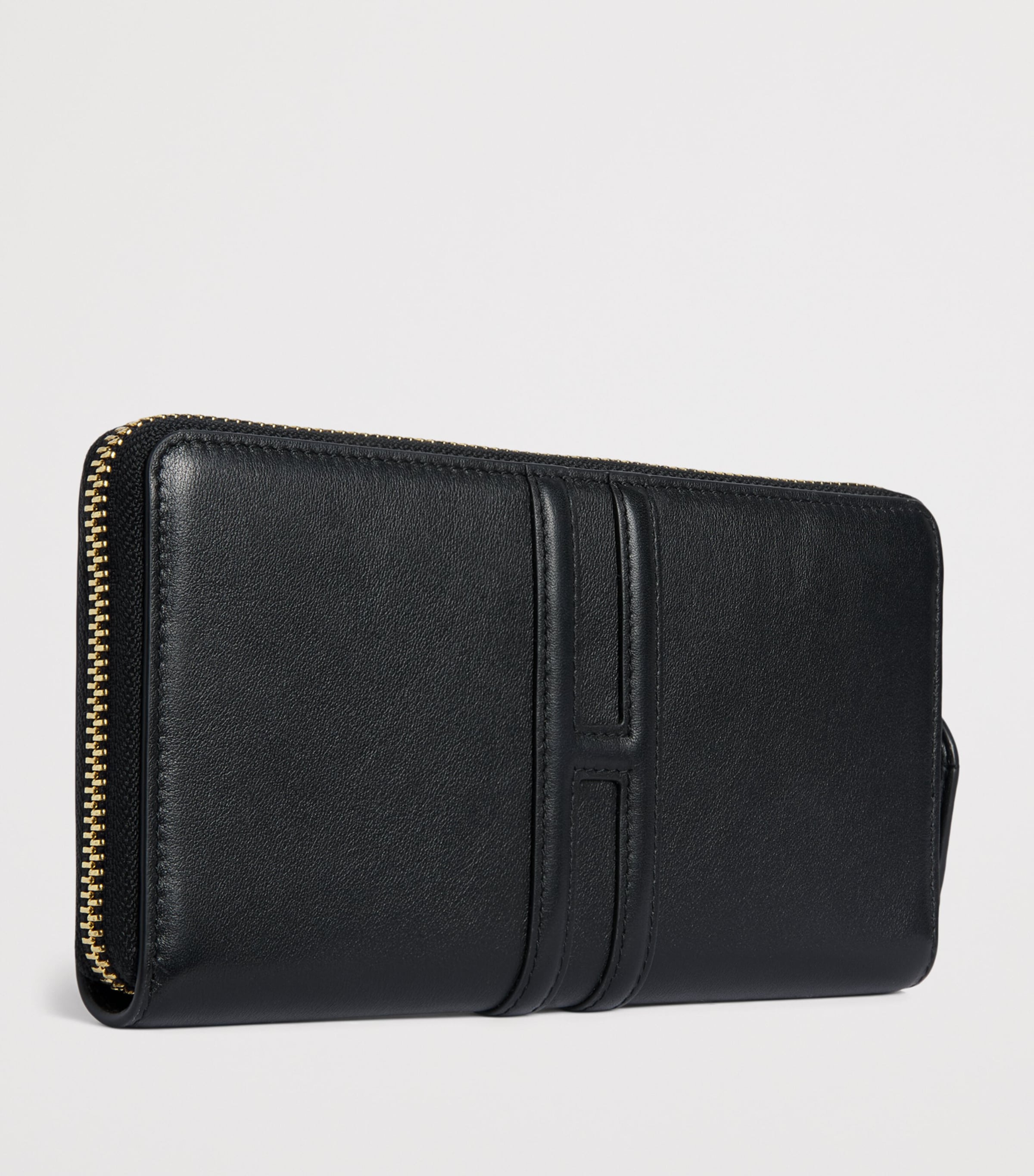 Harrods Large Leather Zip-Around Wallet Black Image 2