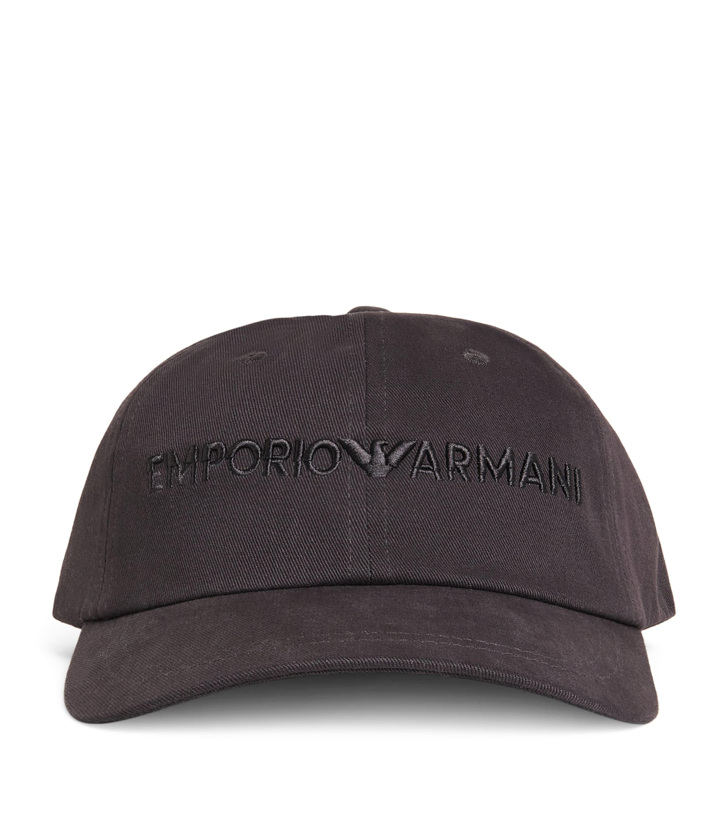 Emporio Armani Cotton Logo Baseball Cap In Black