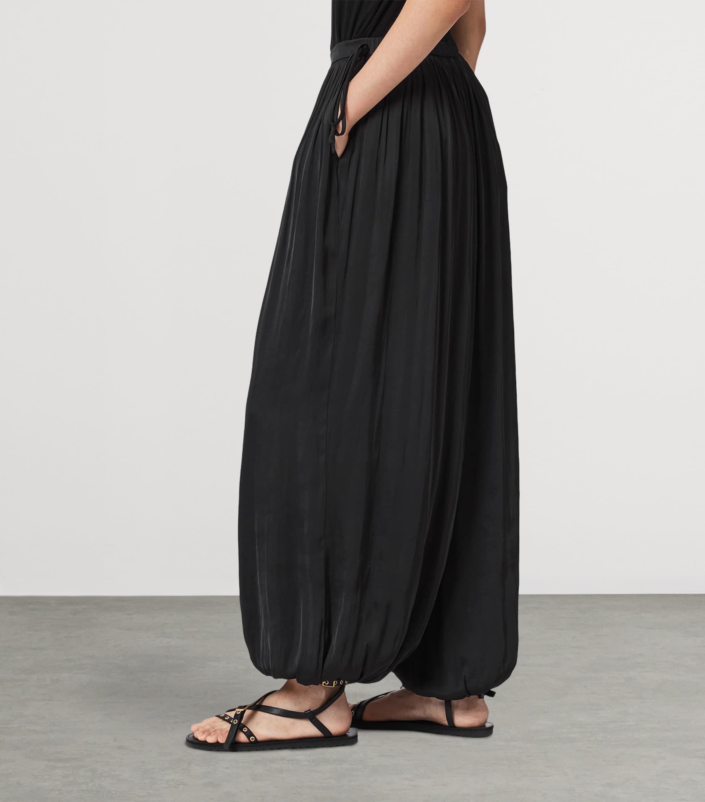 AllSaints Womens Eshe Barrel-Leg Trousers Black Image 5
