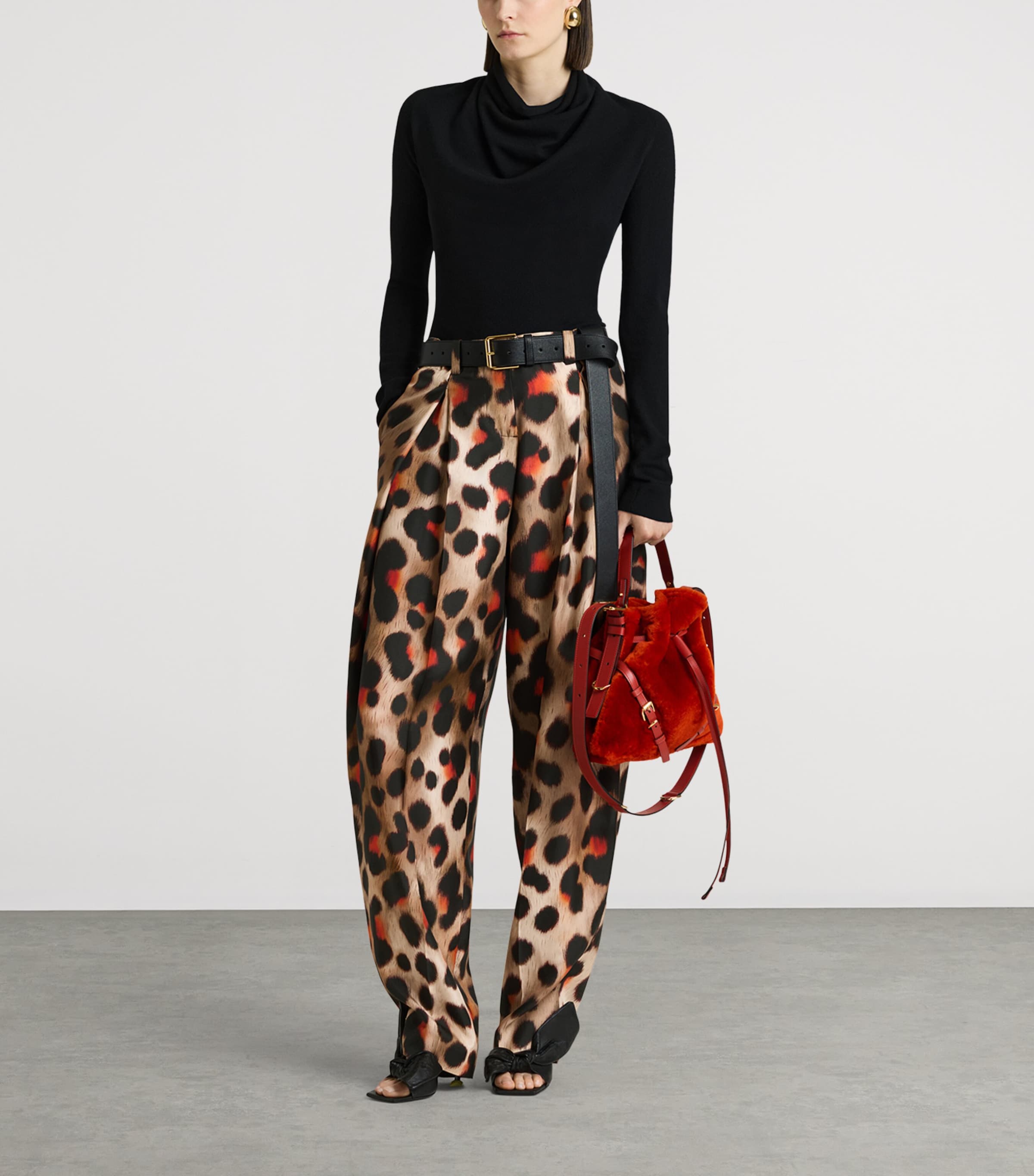 Givenchy Womens Silk Leopard Tailored Trousers Image 2