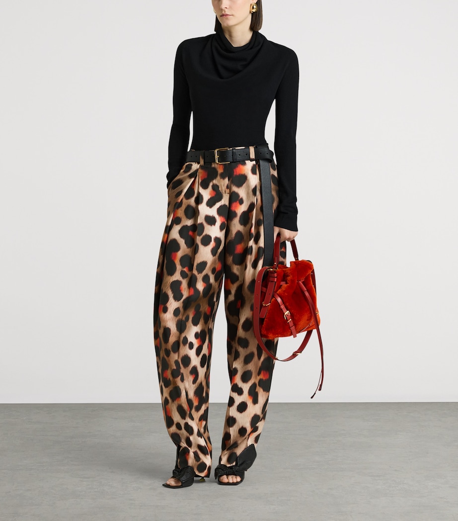Givenchy Womens Silk Leopard Tailored Trousers Image 2