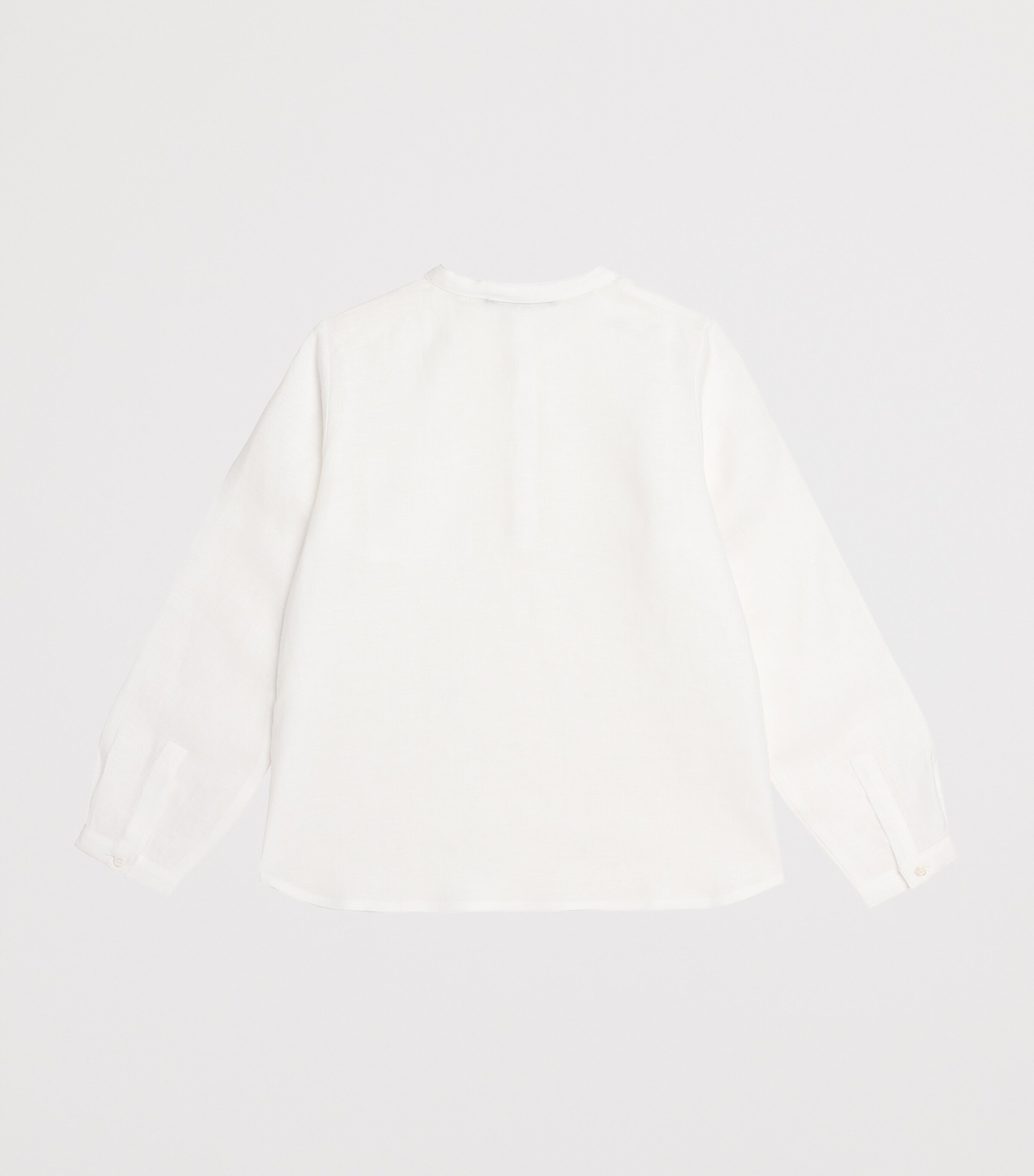 Bonpoint Linen Collarless Shirt (10-12 Years) Blanc Lait Image 2