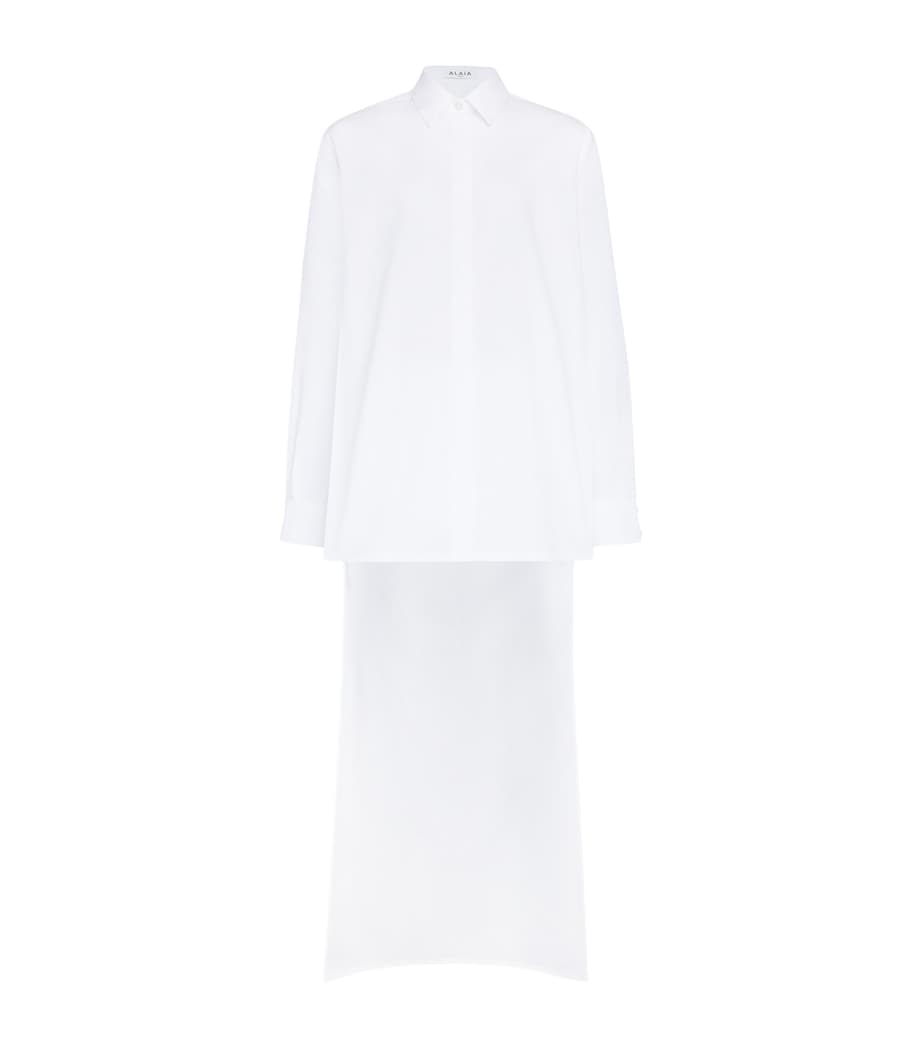 Alaïa Womens Cotton Poplin Asymmetric Shirt White Image 1