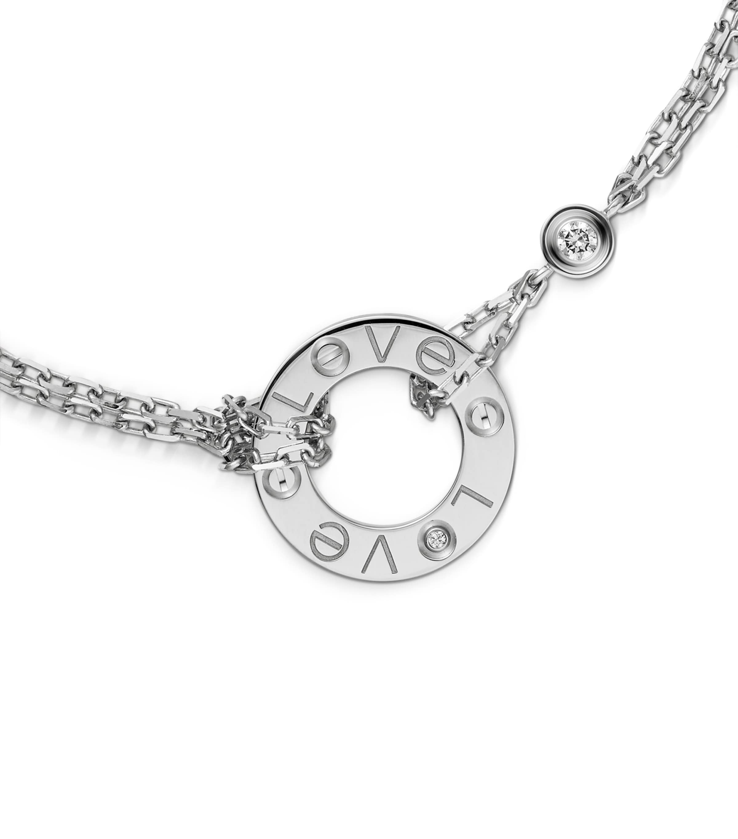 White Gold and Diamond LOVE Chain Bracelet WHITE GOLD Image 5