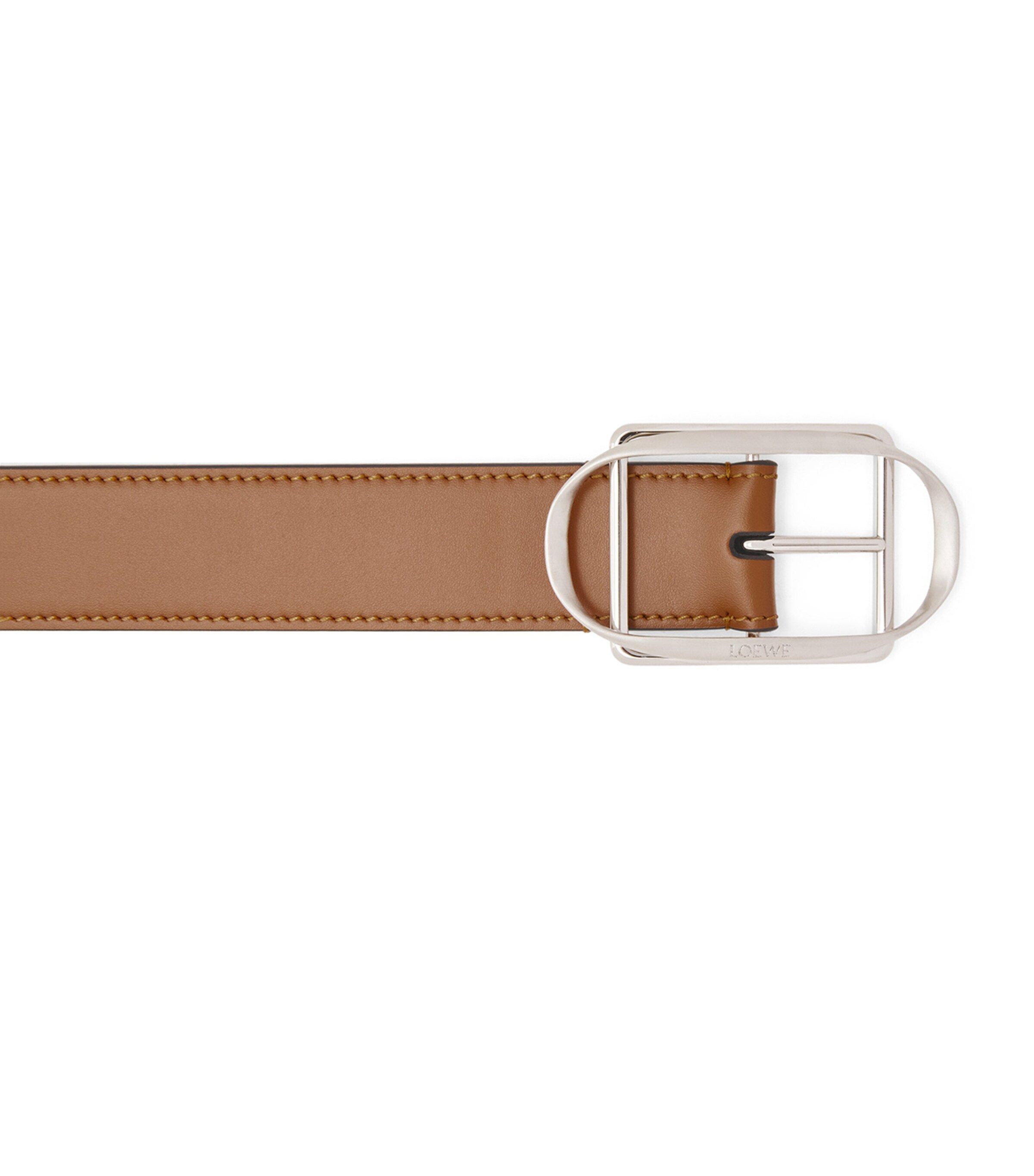 Leather Curved-Buckle Belt TAN/PALLADIUM Image 2