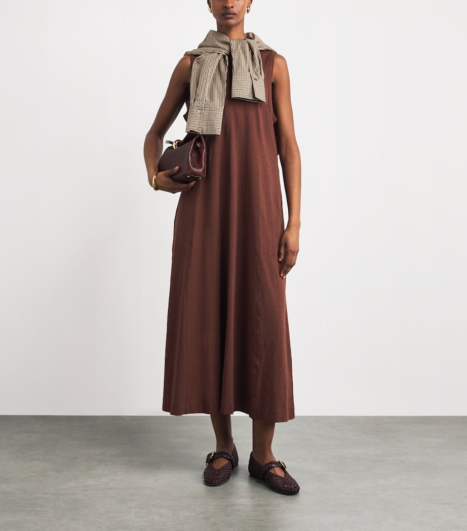 ME+EM Womens Organic Cotton Sleeveless Maxi Dress Cinnamon Brown Image 2