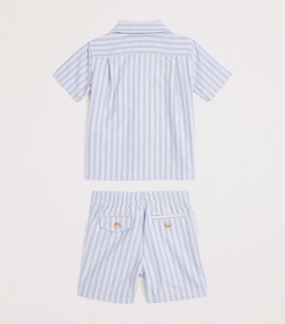 Ralph Lauren Kids Cotton Shirt and Shorts Set (3-24 Months) Blue Pink Multi Image 2