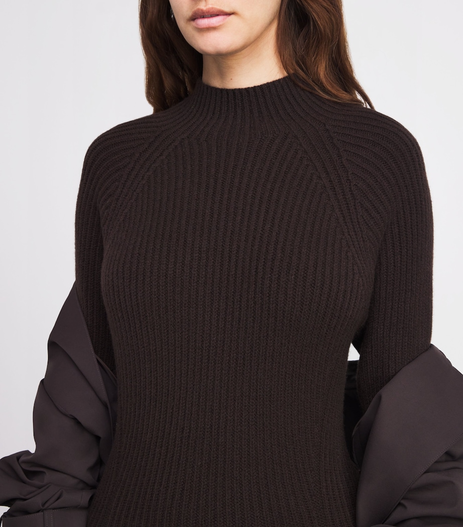 Cashmere-Blend Ribbed Midi Knitted Dress SB7290 MOLASSES Image 6