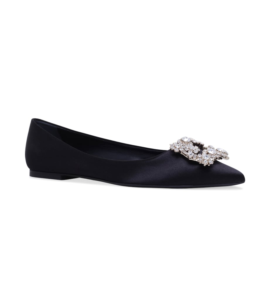 Satin Flower Strass Ballet Flats - Image 1