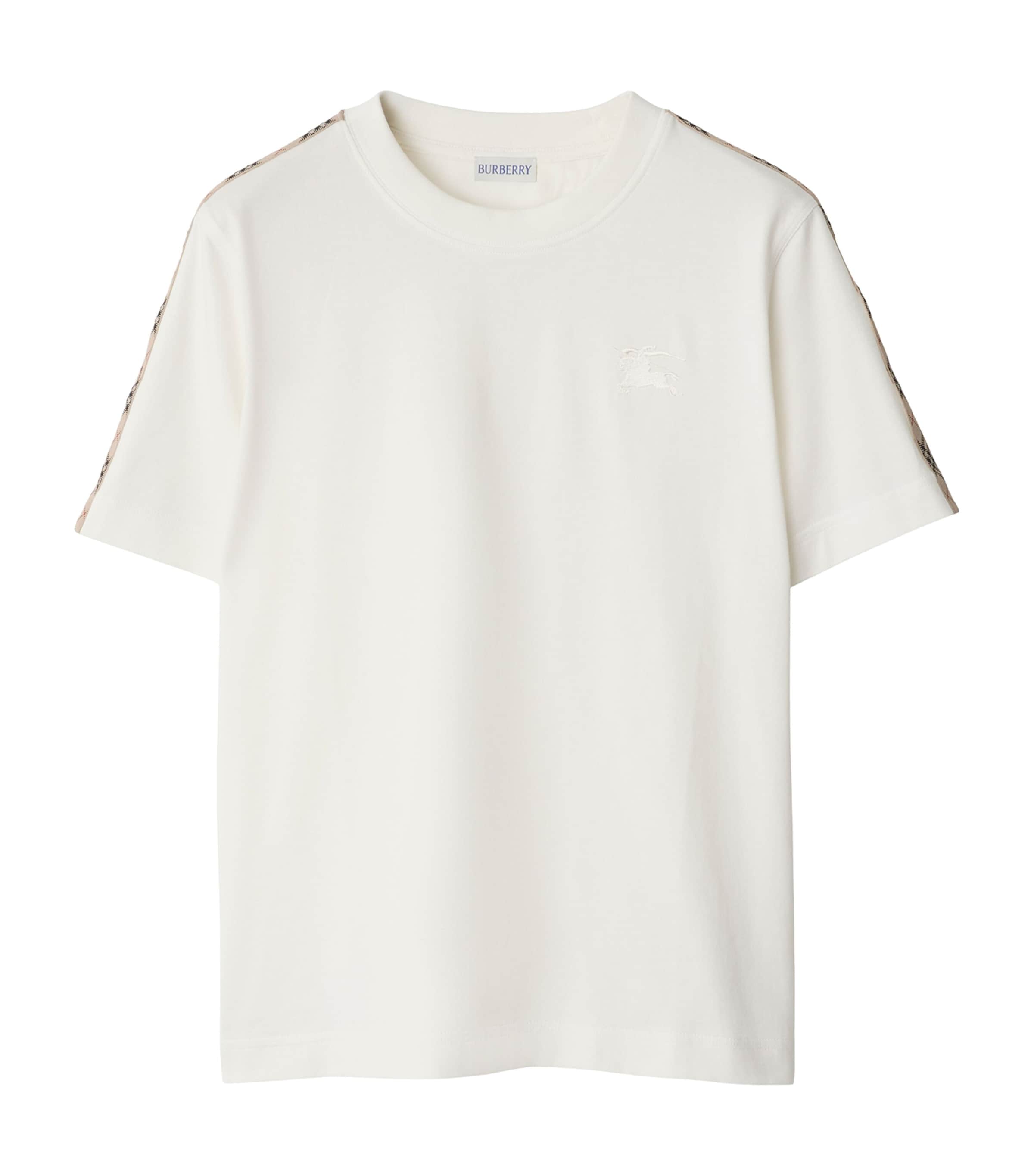Burberry Cotton Stripe-trim Ekd T-shirt In White