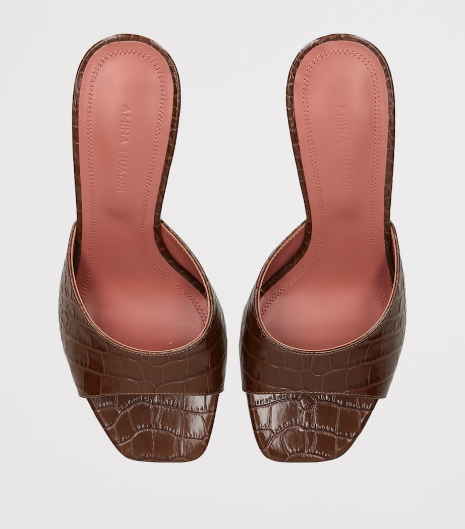 Amina Muaddi Croc-Embossed Leather Lupita Heeled Mules 70 Brown Image 4