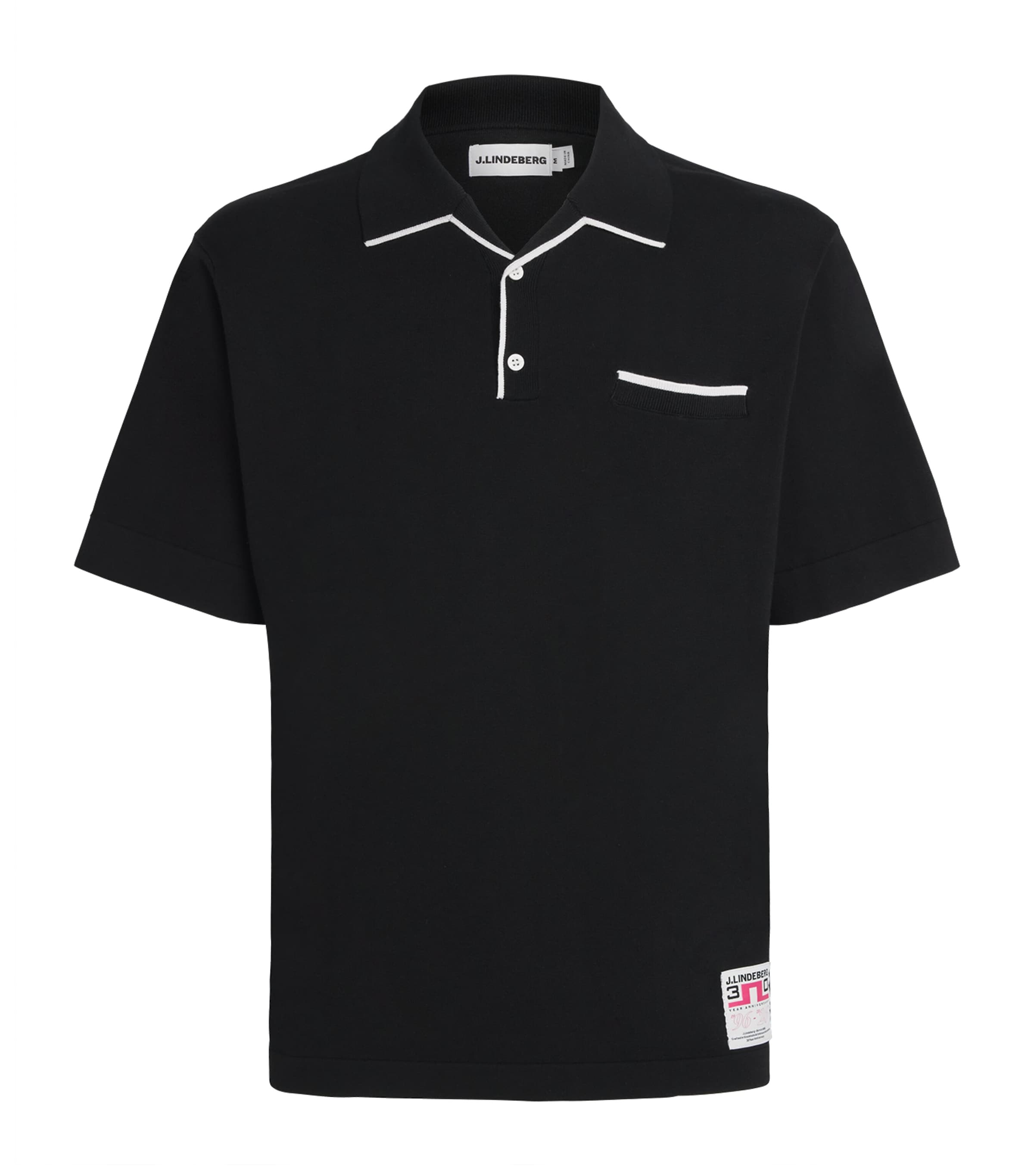 J Lindeberg Mens 30Y Jesper Retro Polo Shirt Black Image 1