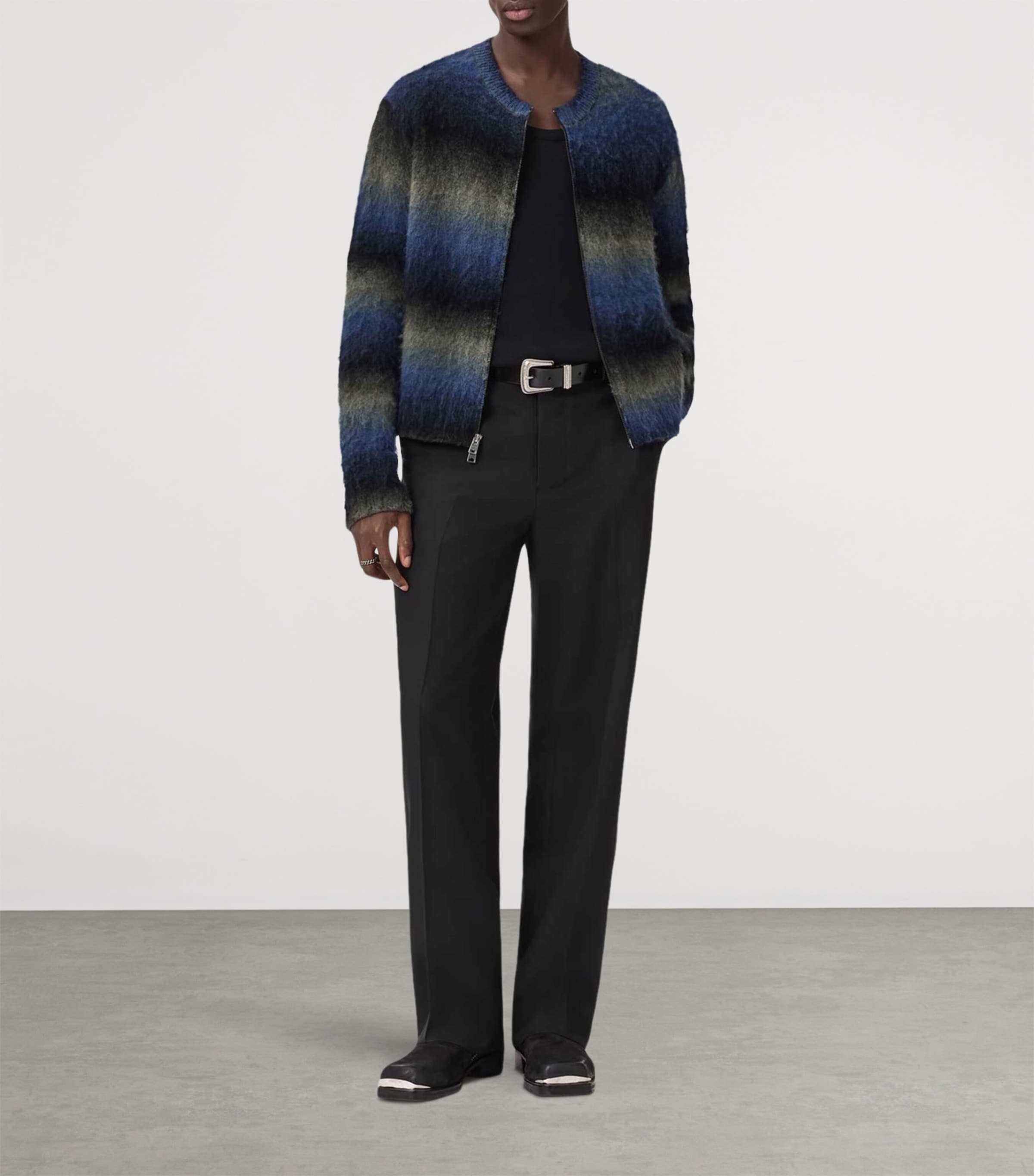 Merino Wool-Blend Halley Cardigan BLUE/GREY/BLACK Image 2