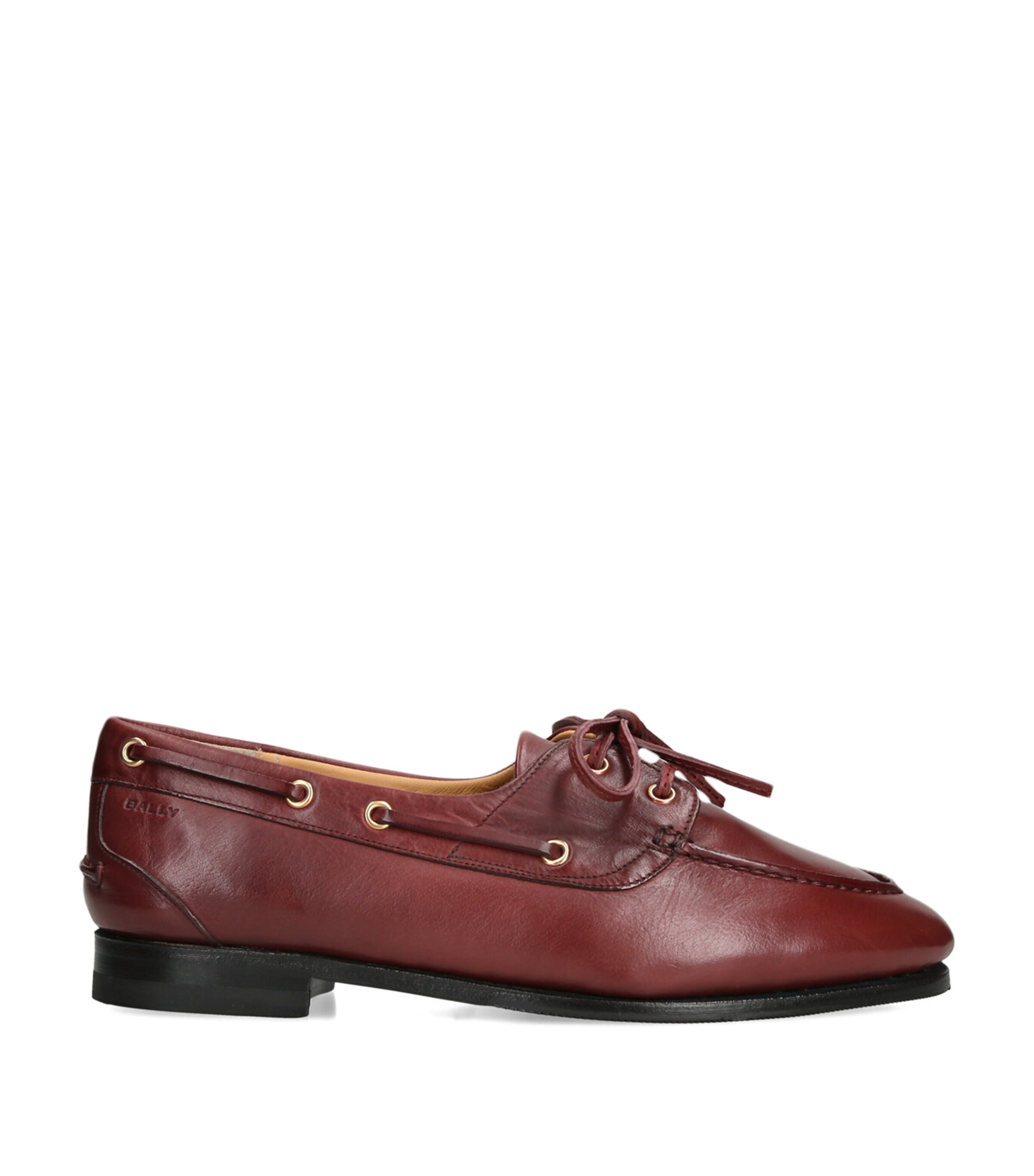 Bally Leather Pathy Boat Shoes Wine Image 1