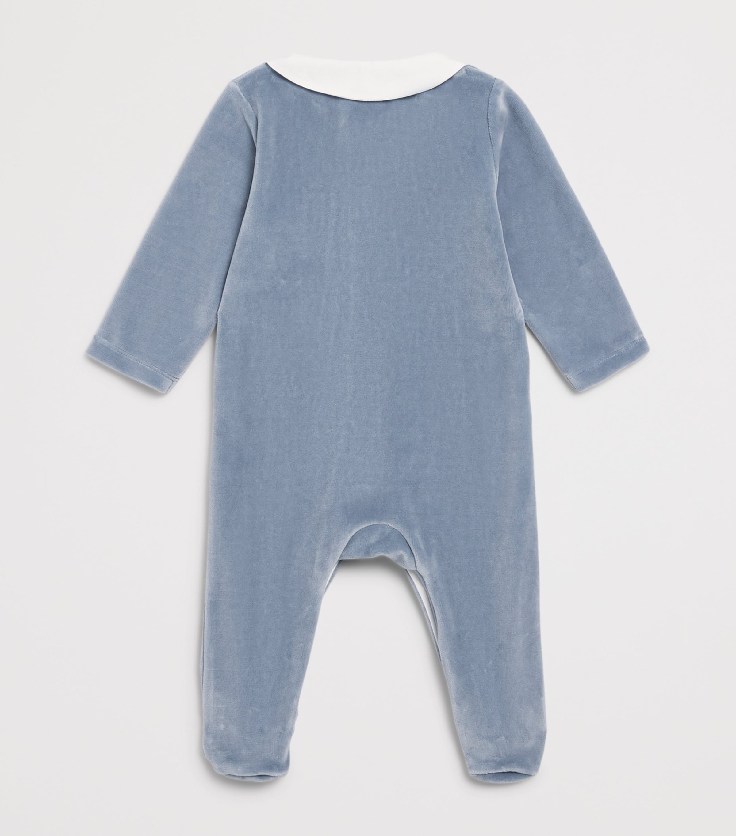 Tartine et Chocolat Velour Embroidered All-In-One (0-24 Months) Bleu Orage Image 2