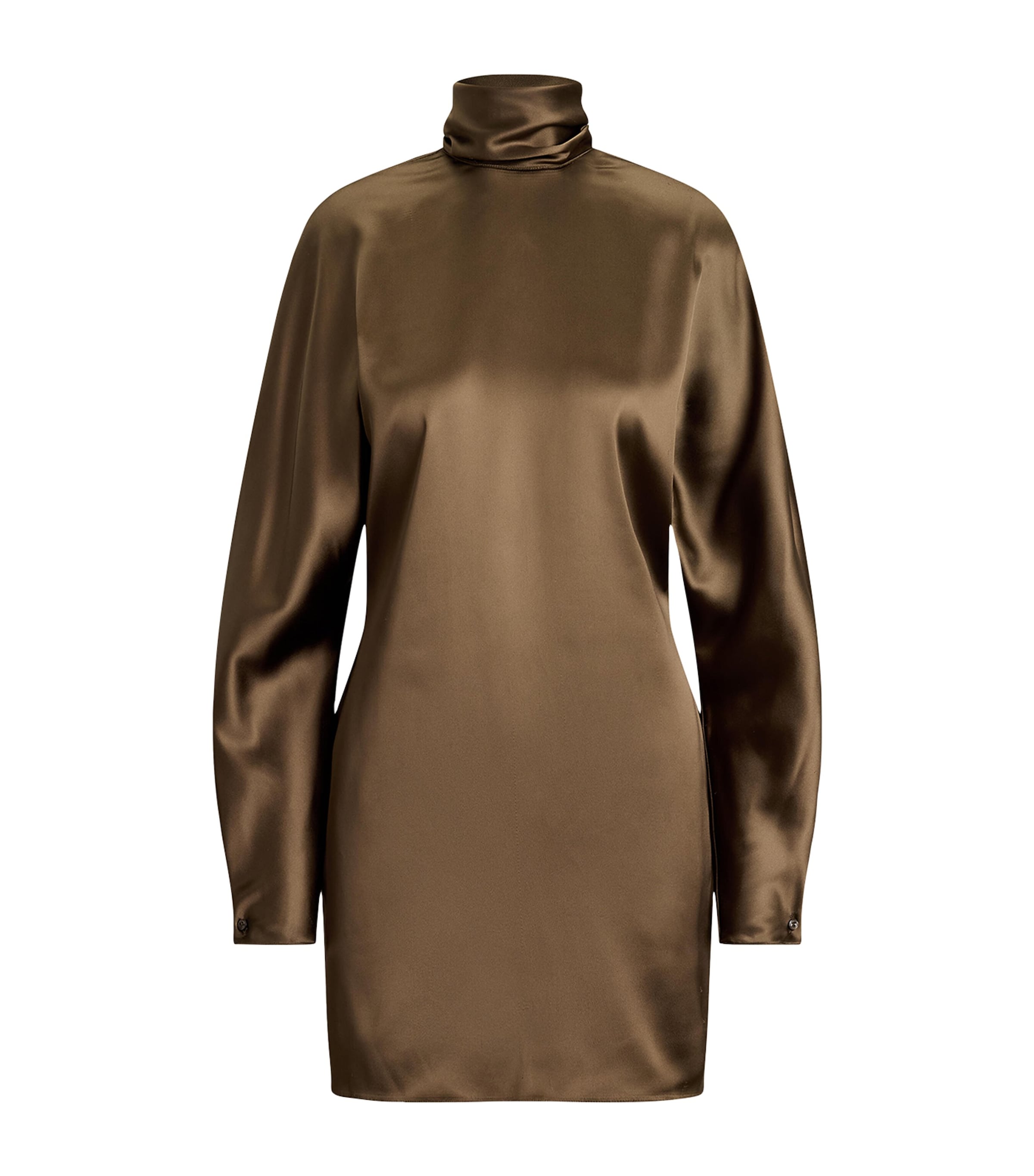 Ralph Lauren Collection Womens Satin High-Neck Candi Mini Dress Portobello Image 1