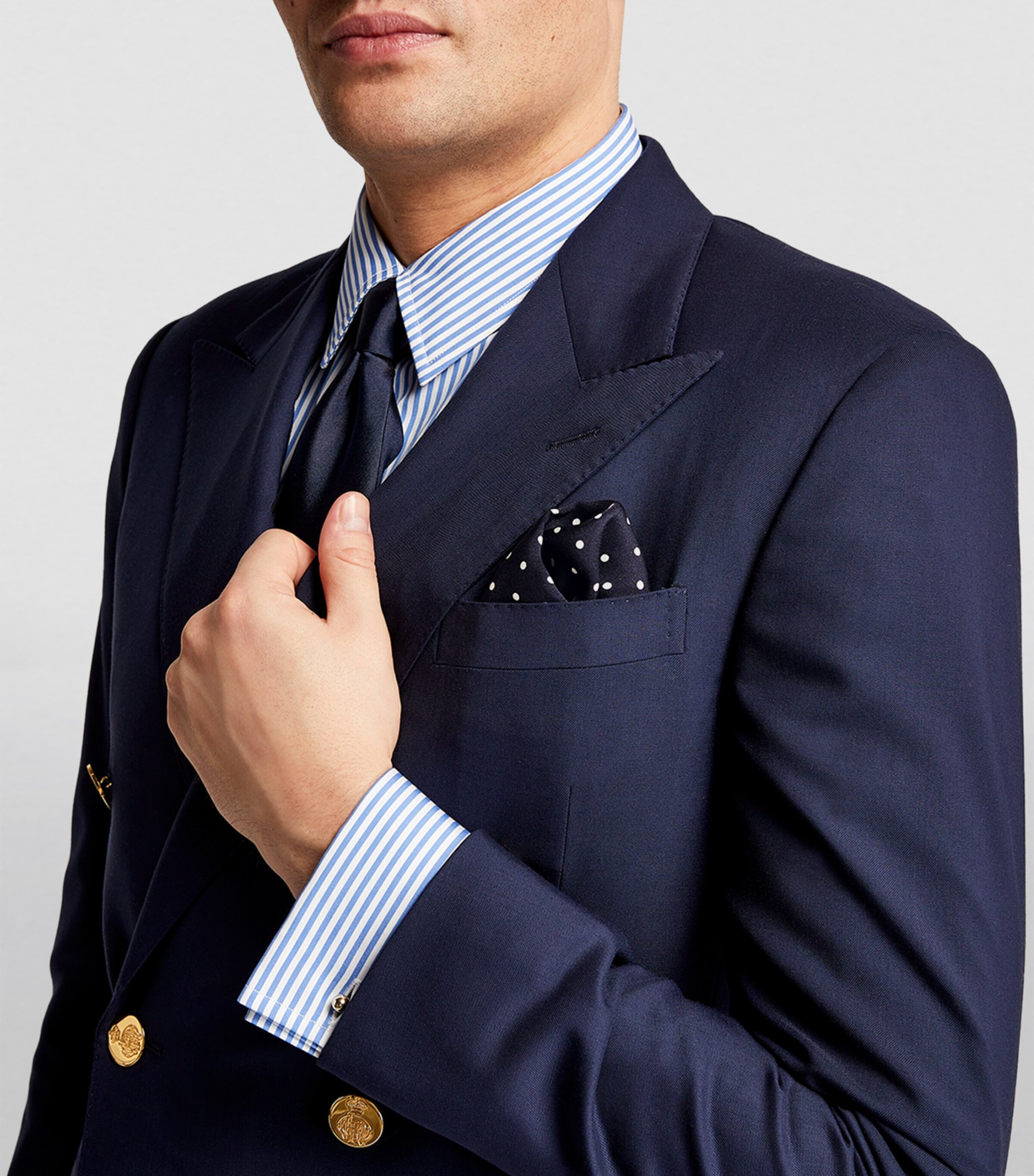 Ralph Lauren Purple Label Silk Polka-Dot Pocket Square Navy Image 2