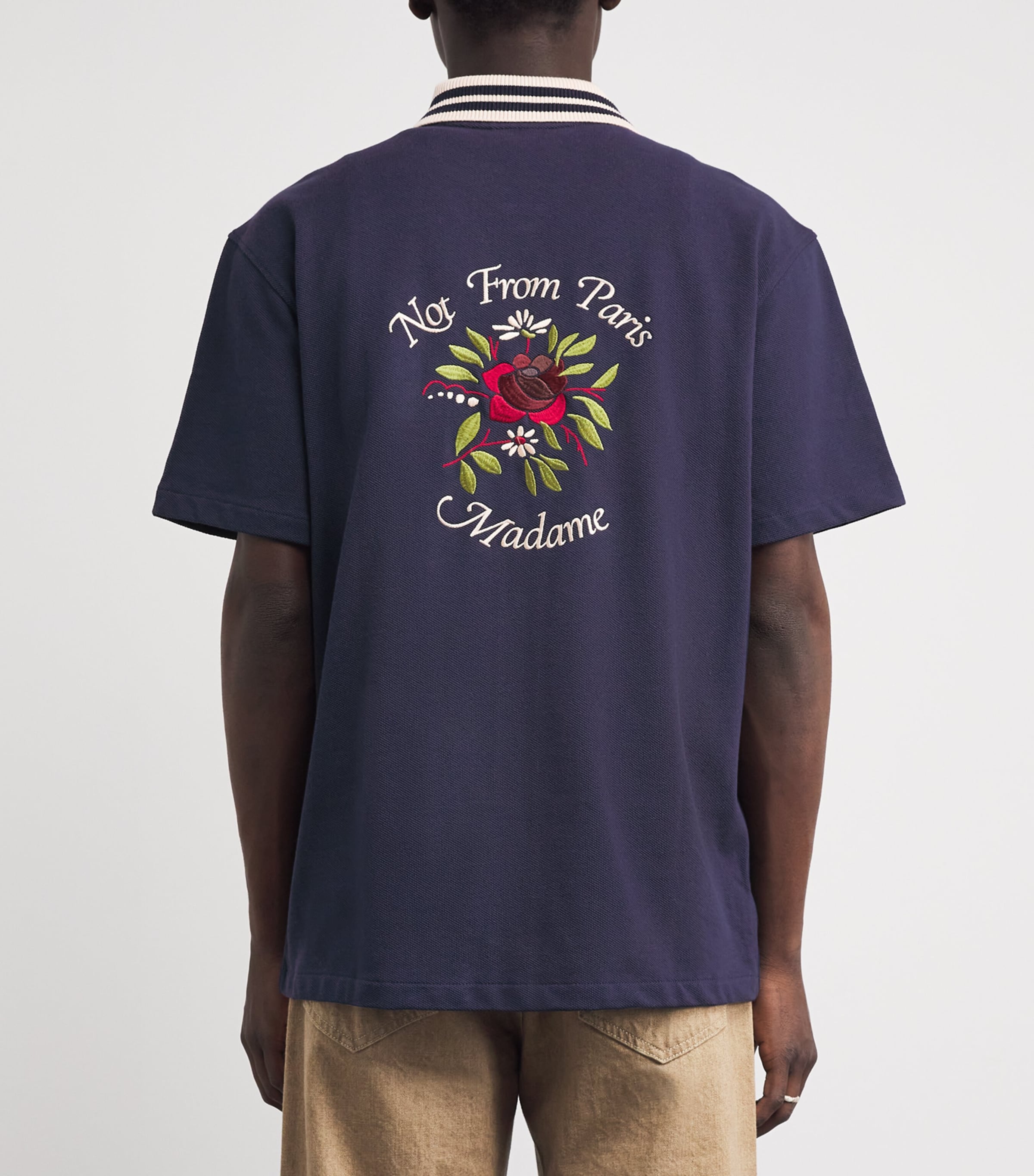 Cotton Piqué Embroidered Shirt NAVY Image 4