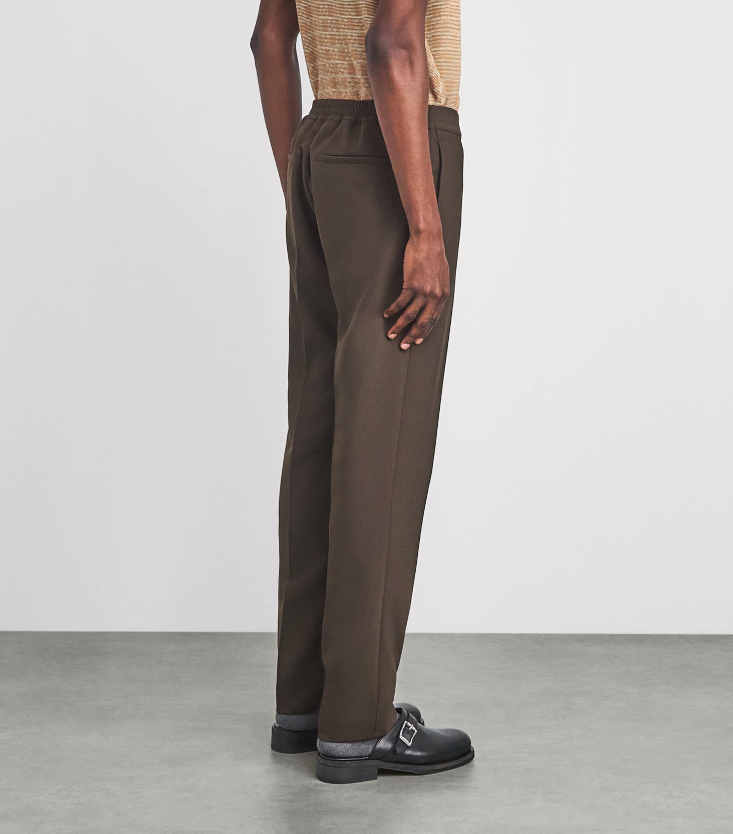 Sandro Paris Mens Stretch-Jersey Trousers Dark Taupe Image 5