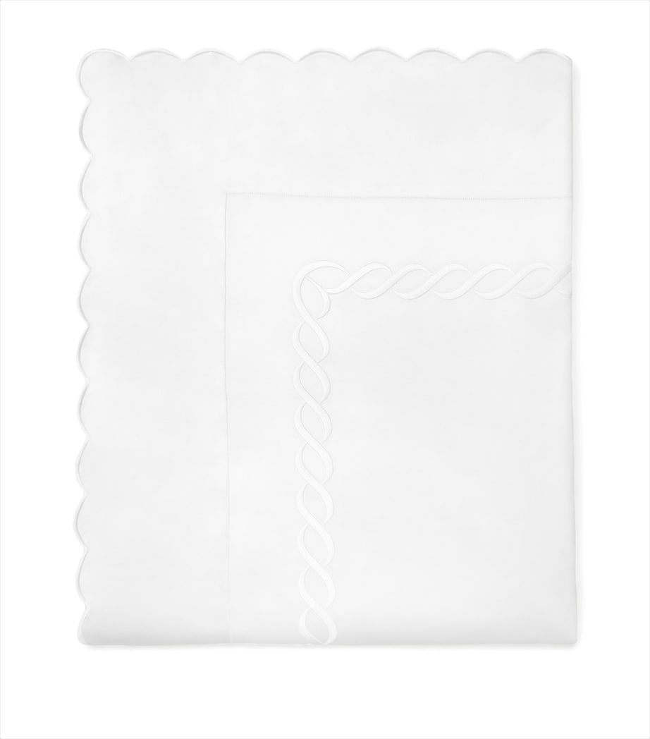 Cotton Treccia Splendore Super King Flat Sheet (300cm x 270cm) WHITE/WHITE Image 1