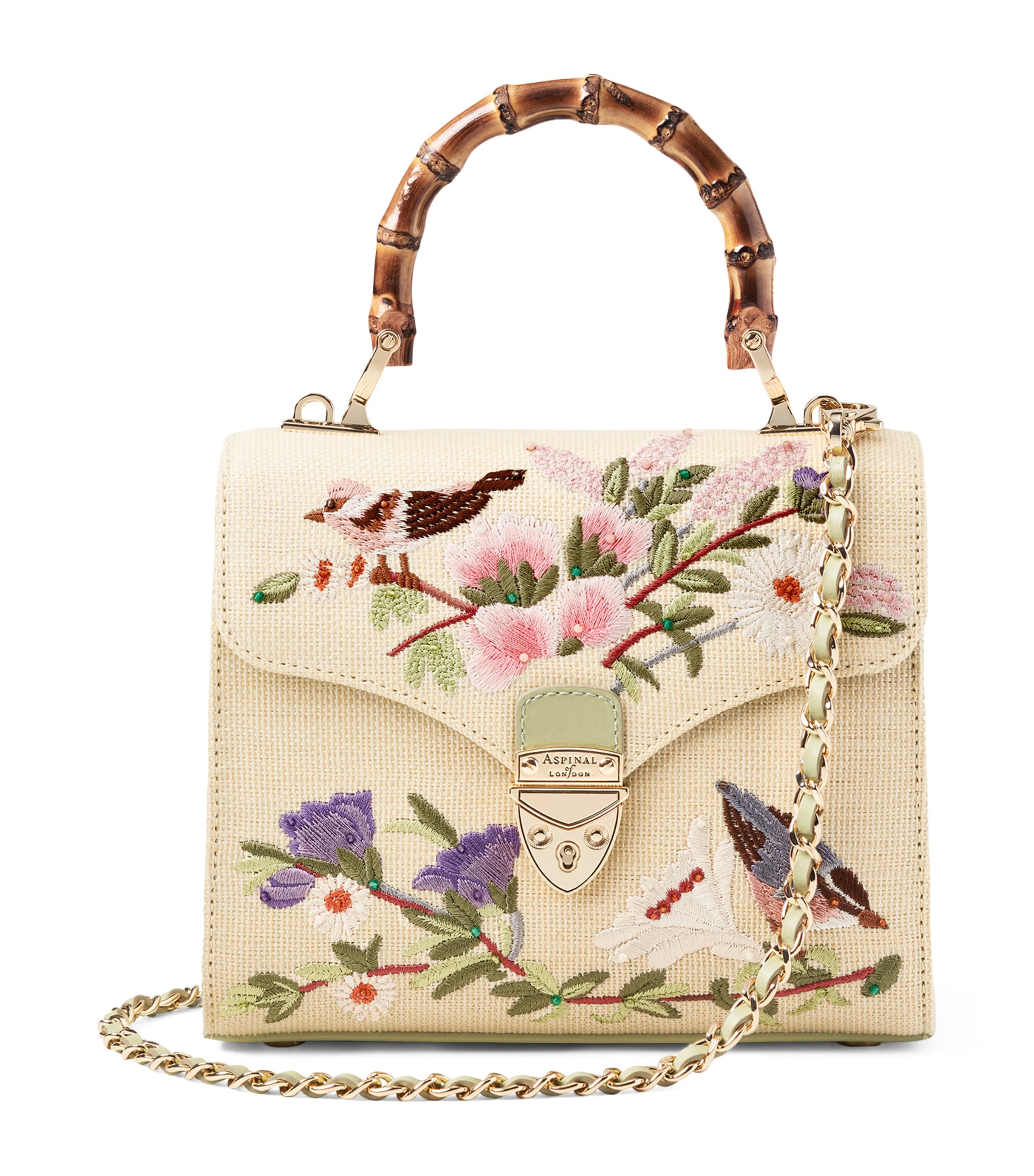 Aspinal Of London Womens Multi Midi Mayfair English Garden Bird Woven Top-handle Bag