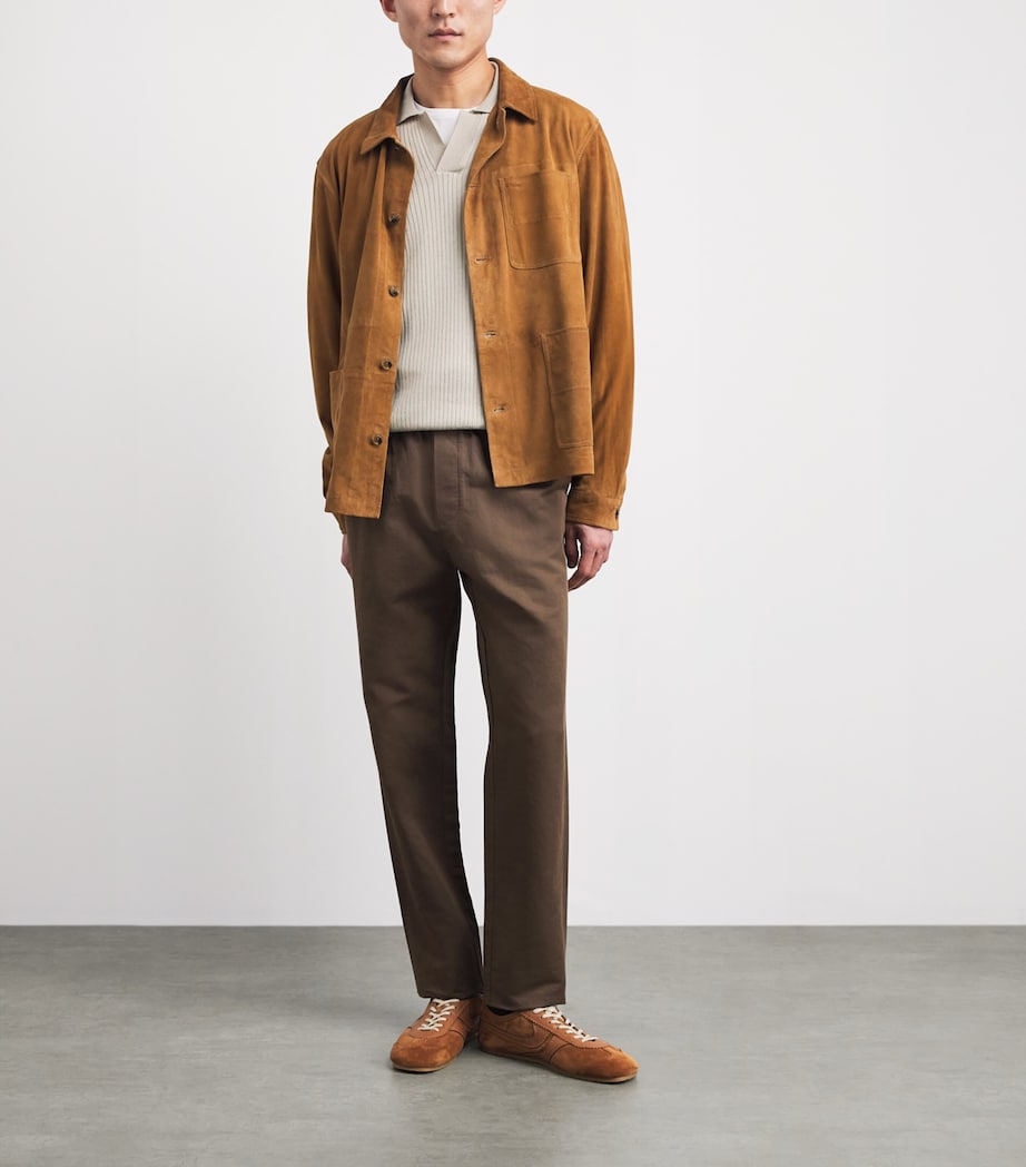 Sunspel Mens Cotton-Linen Straight Trousers Dark Image 2