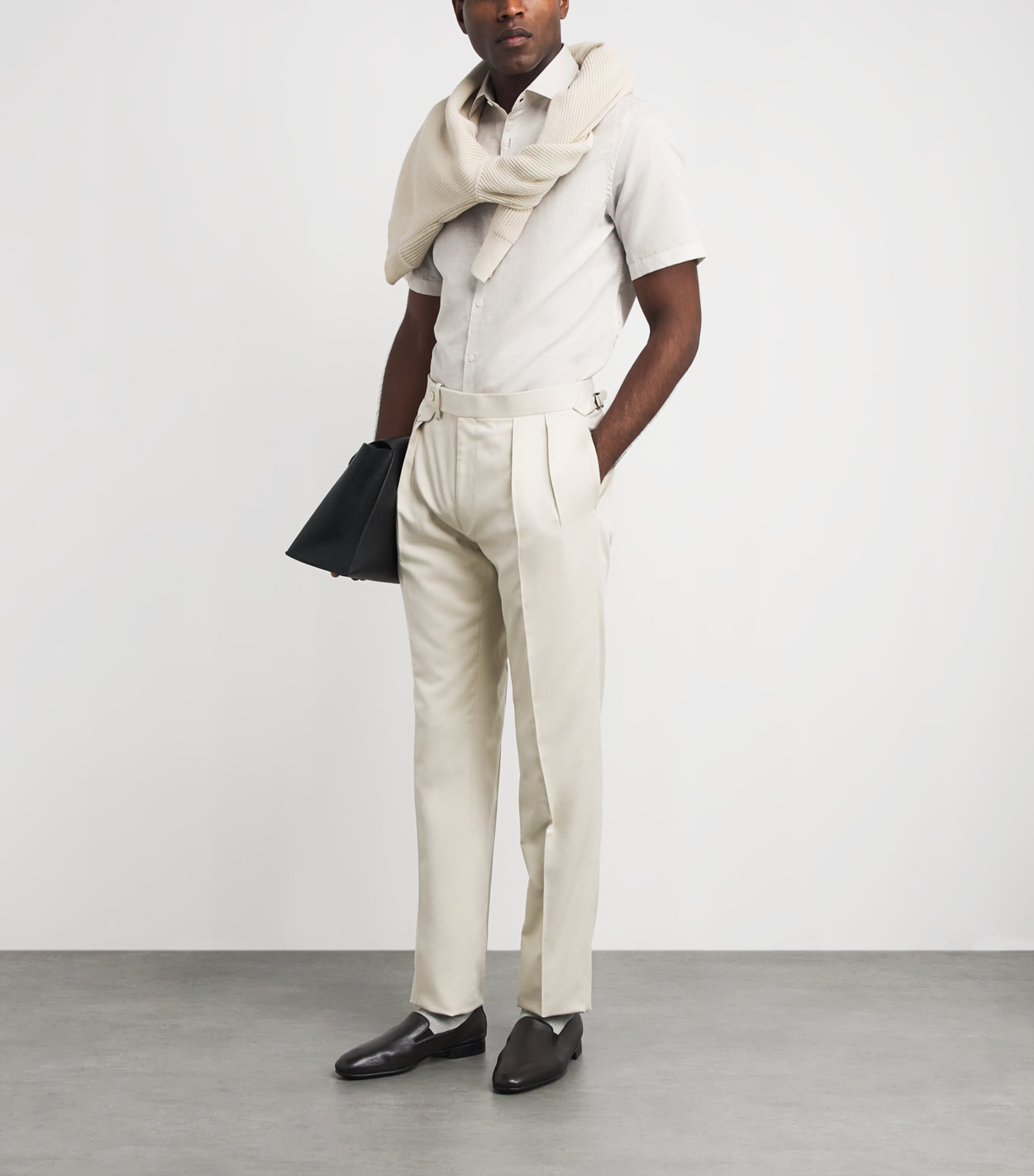 Canali Mens Cotton-Lyocell Short-Sleeve Shirt Image 2