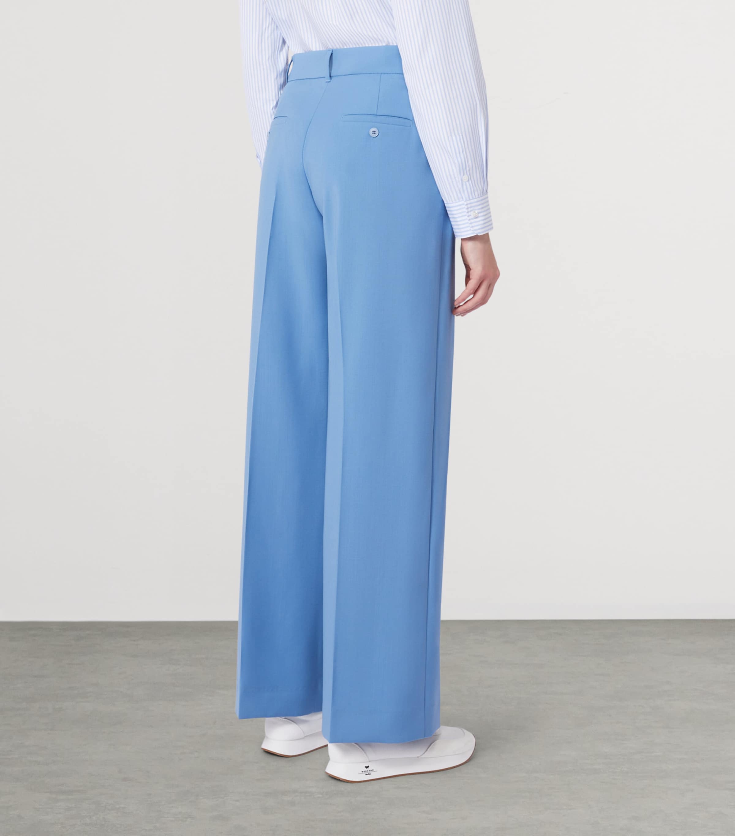 Wool Wide-Leg Trousers LIGHT BLUE Image 4