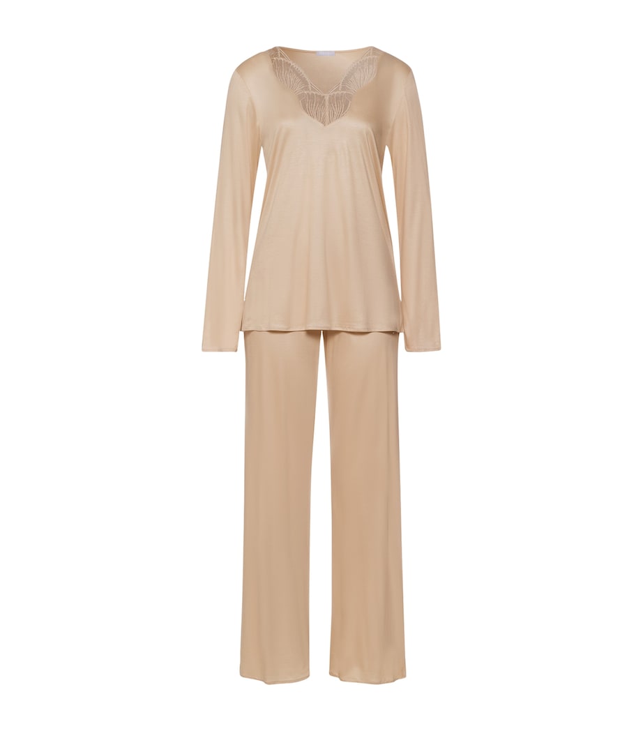 Lace-Trim Long-Sleeve Pyjamas COFFEE QUARTZ Image 1