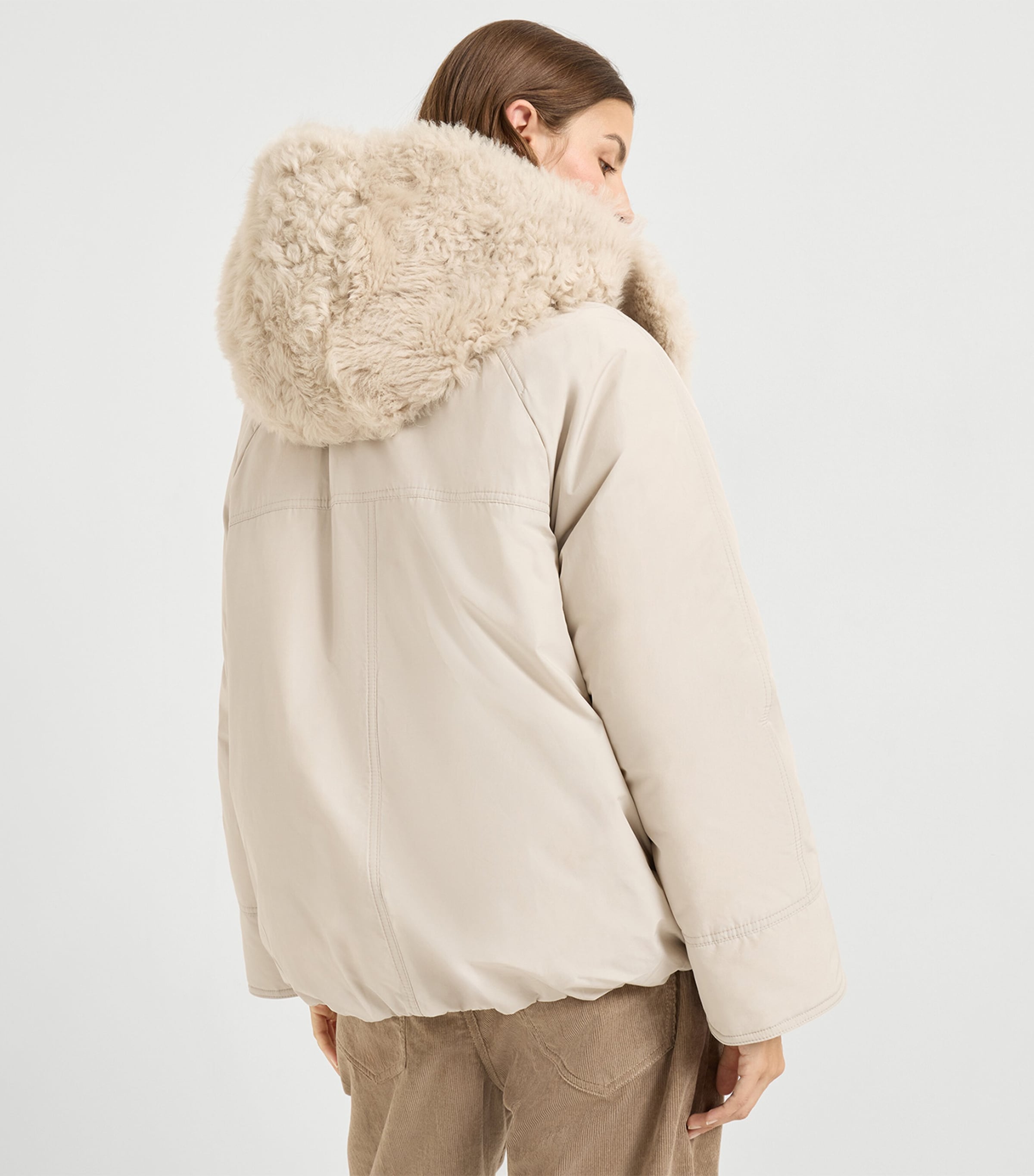Shearling-Hood Down Parka C7958 Image 3