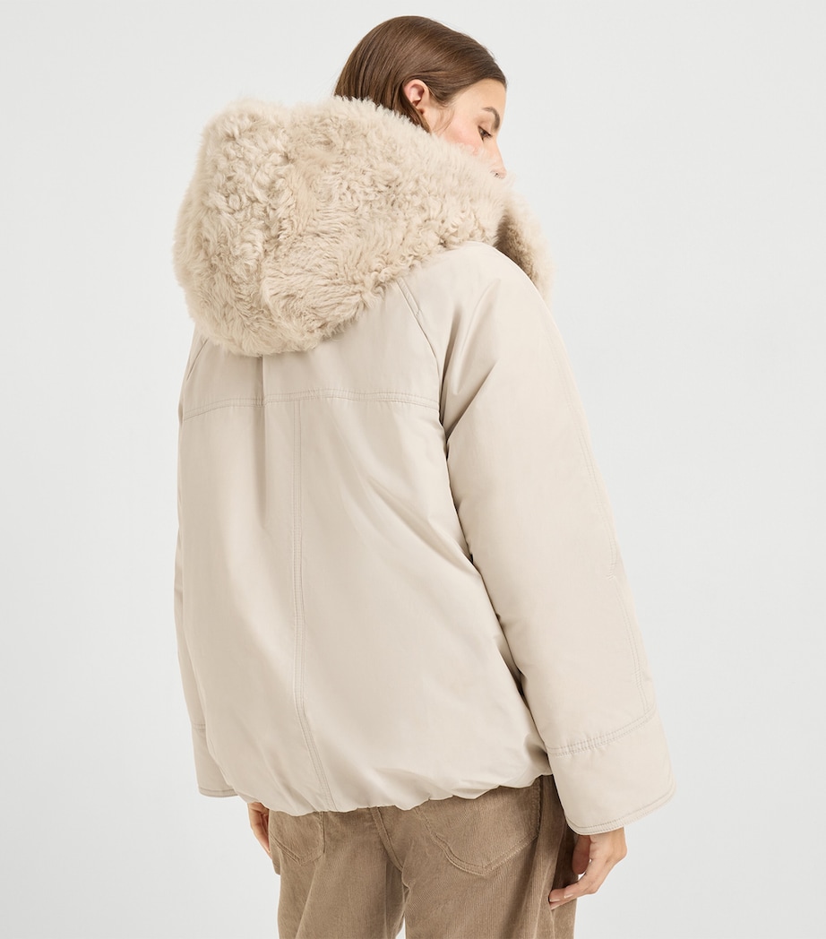Shearling-Hood Down Parka C7958 Image 3
