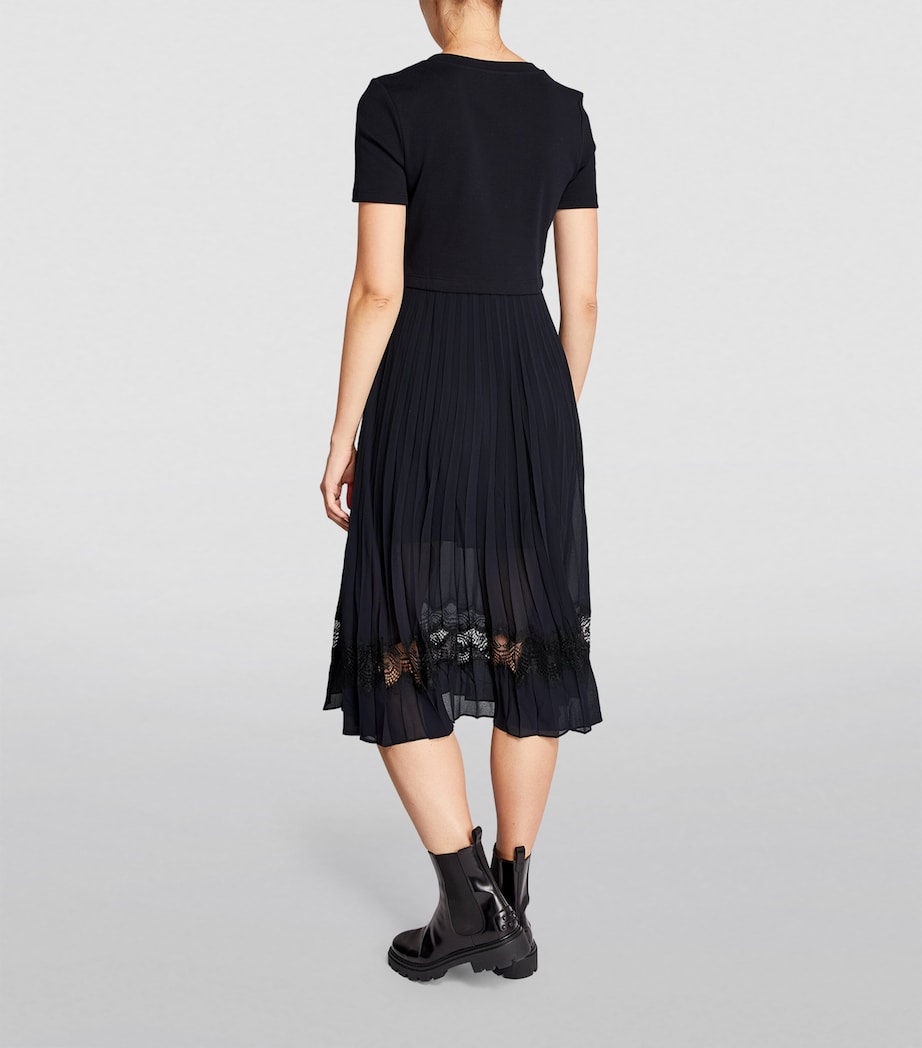 Lace-Trim Pleated Midi Dress DUAL COLOR Image 3