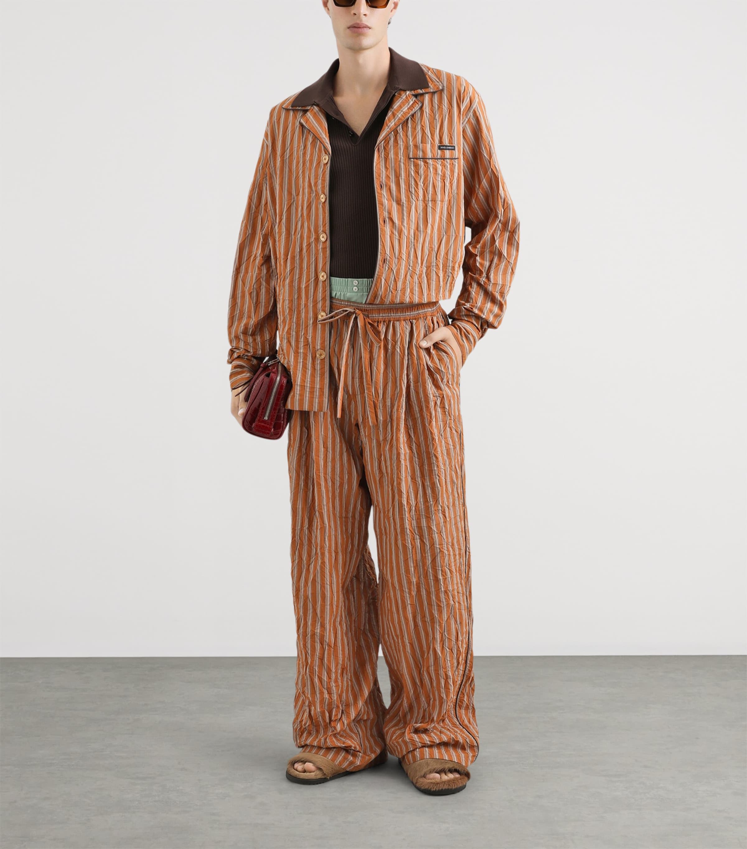 Dolce&Gabbana Mens Crinkle Stripe Shirt Striped Image 2