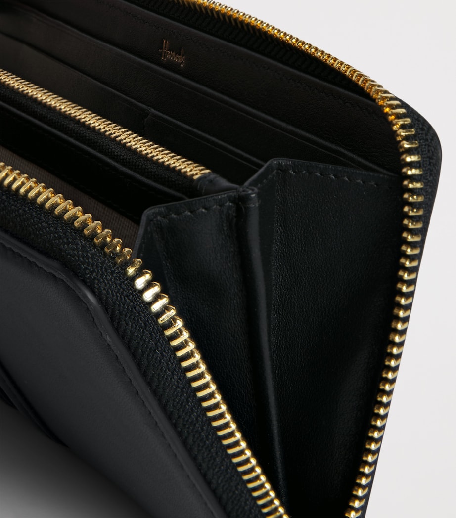 Harrods Large Leather Zip-Around Wallet Black Image 3