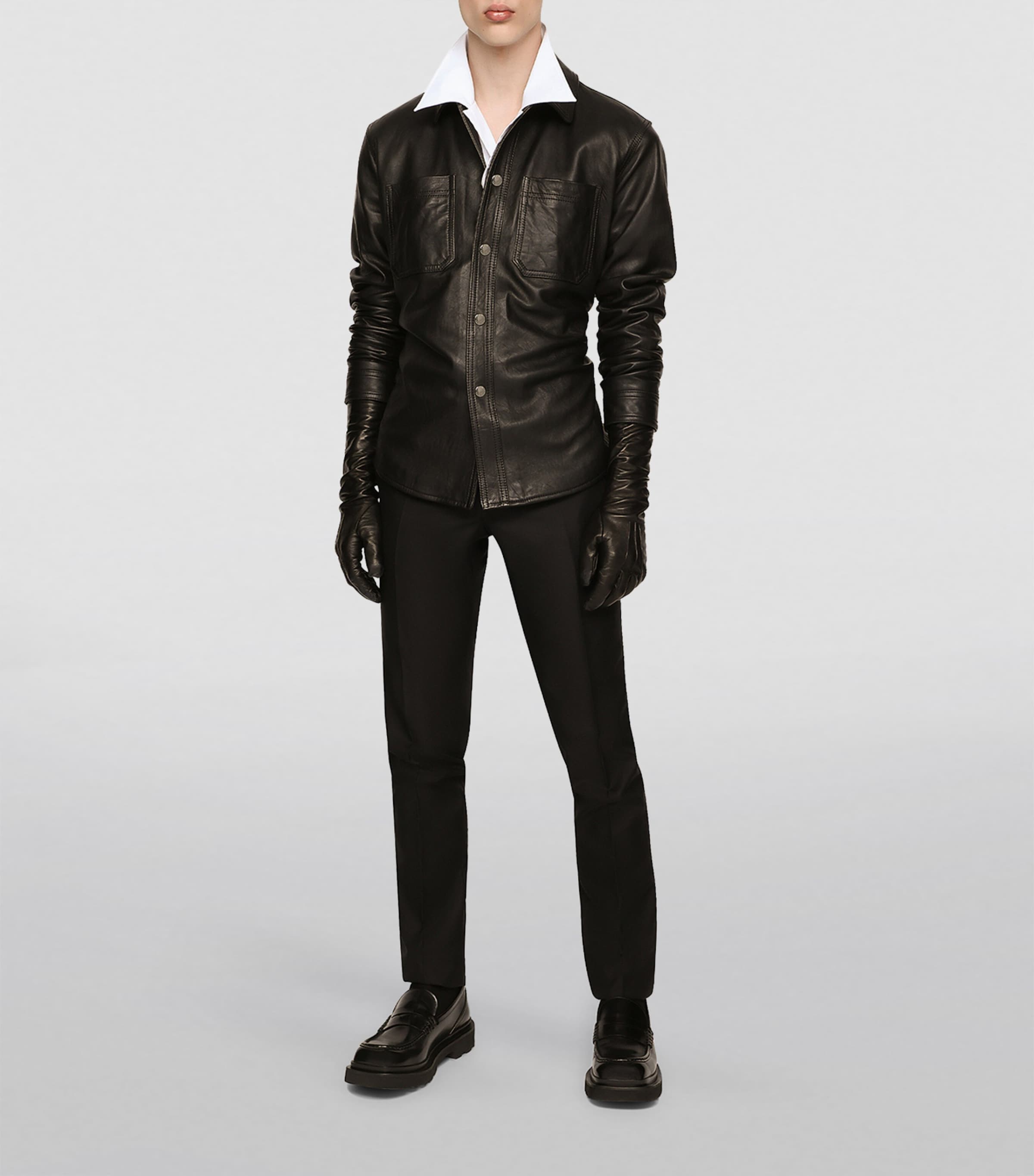 Leather Shirt N0000-BLACK Image 2